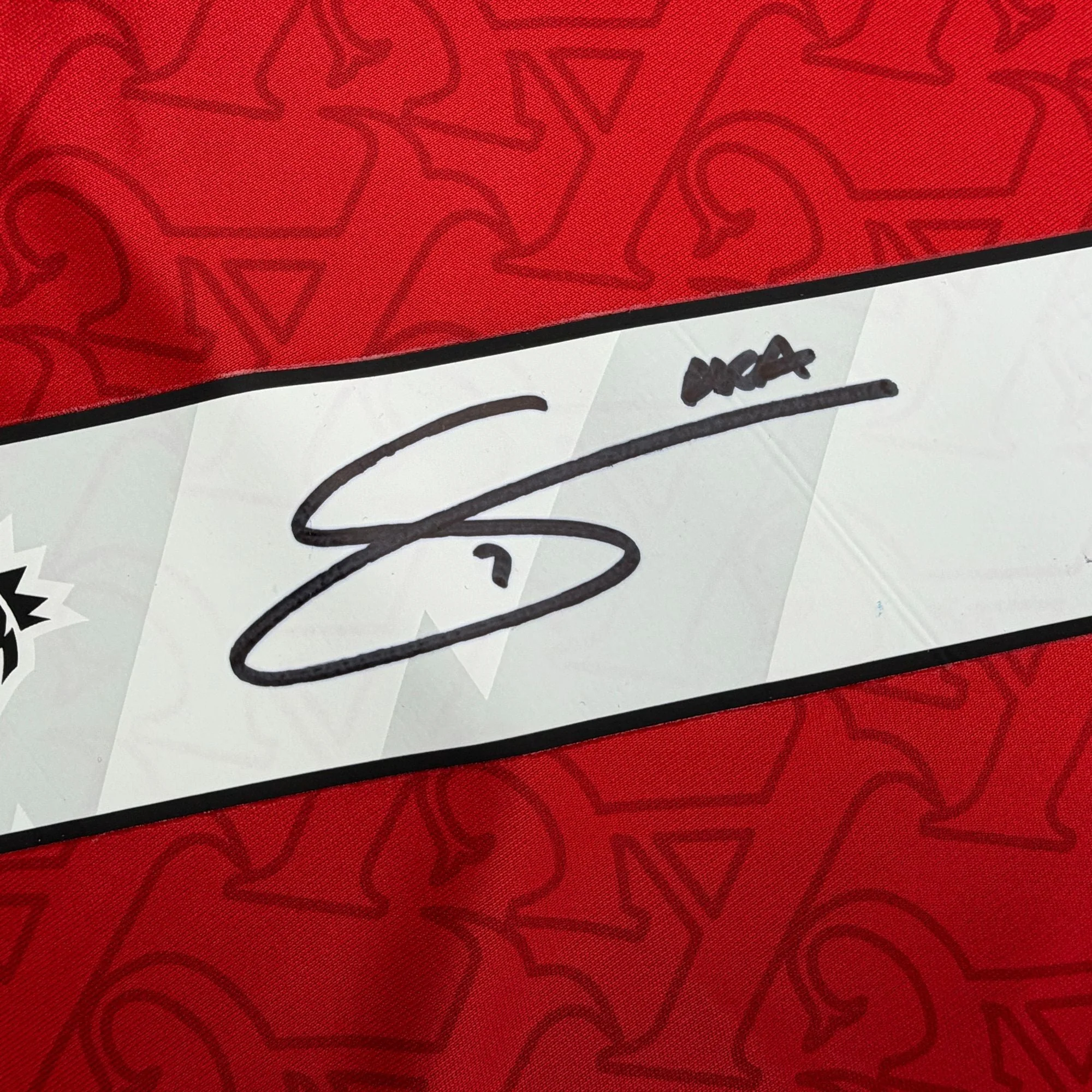 Autographed/Signed Buyako Saka Arsenal Red Soccer Futbol Jersey Beckett BAS COA - Image 3