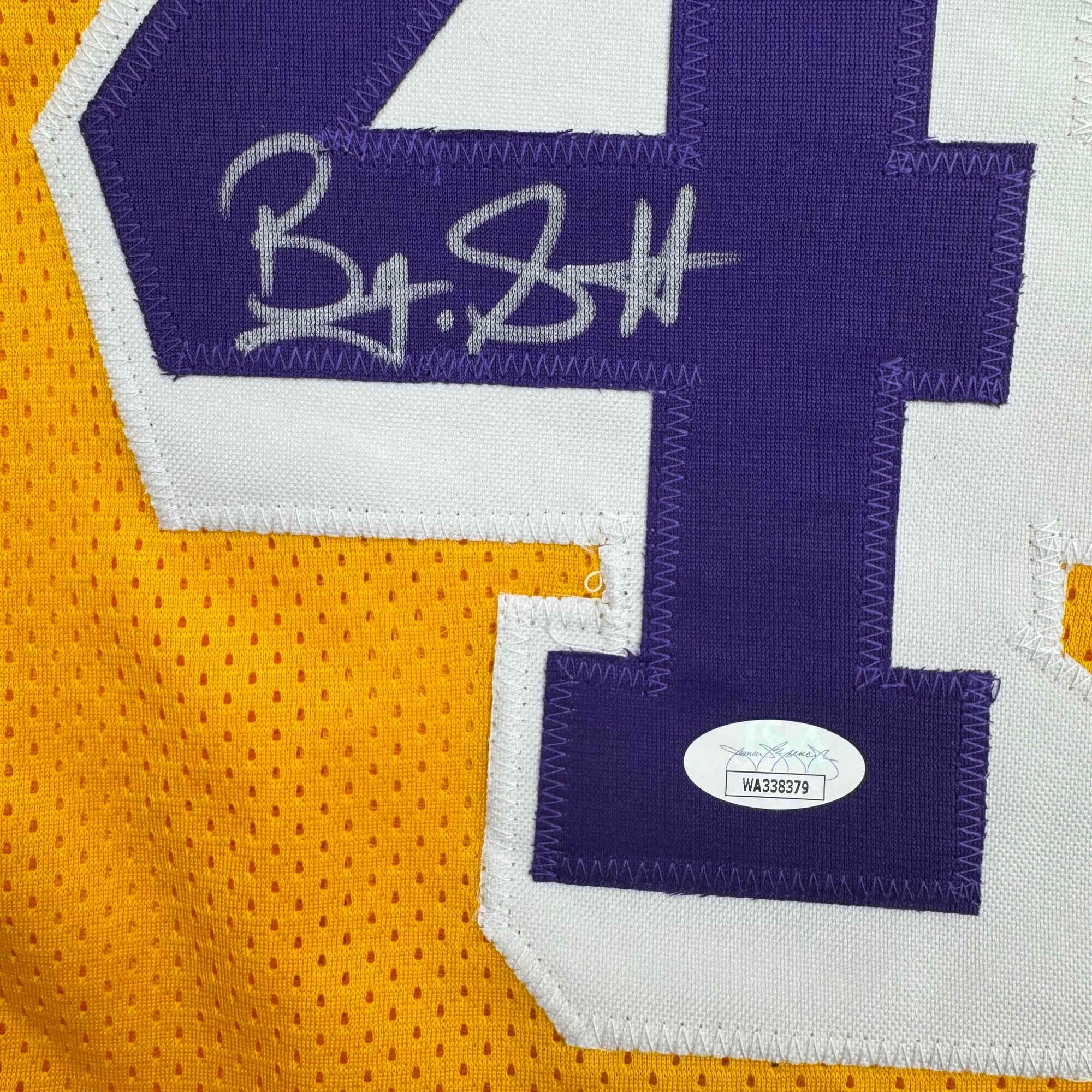 Autographed/Signed Byron Scott Los Angeles Yellow Basketball Jersey JSA COA - Image 3