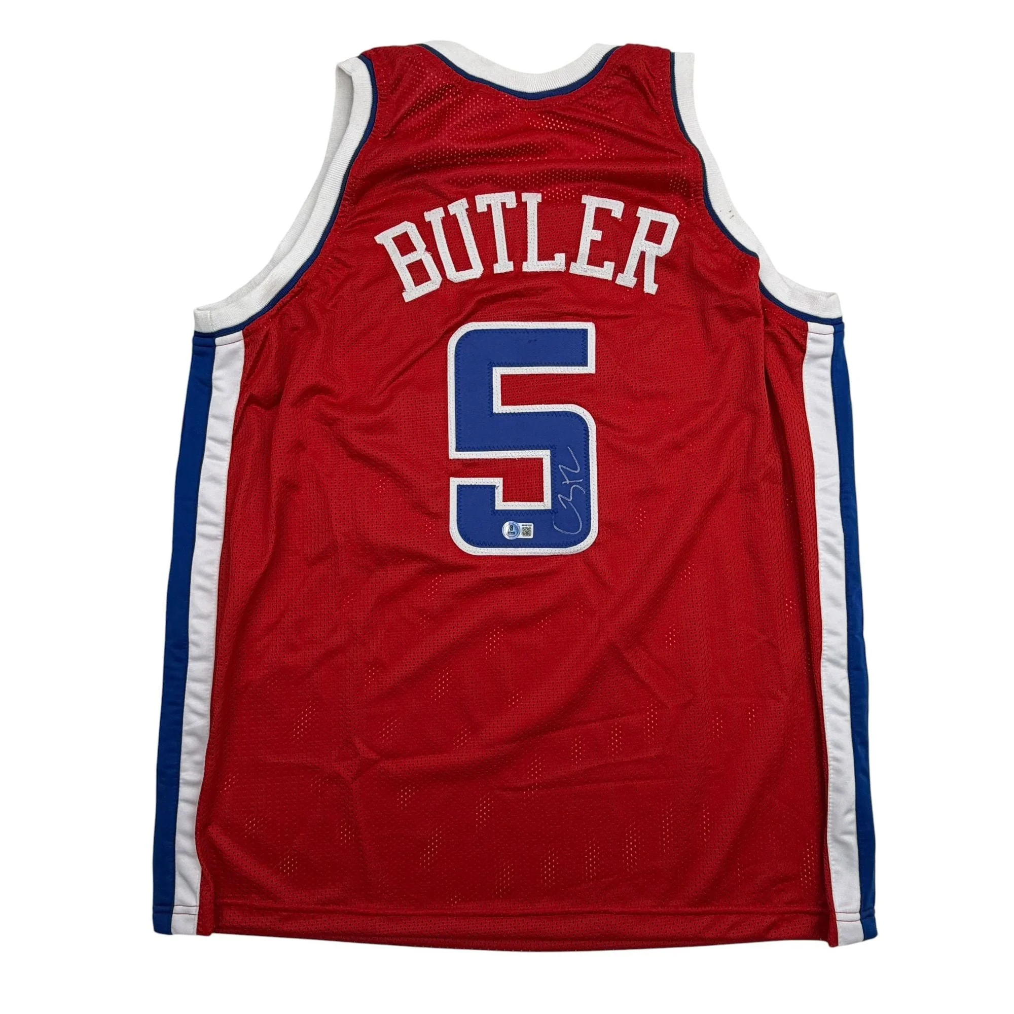 Autographed/Signed Caron Butler Los Angeles Red Basketball Jersey Beckett BAS COA