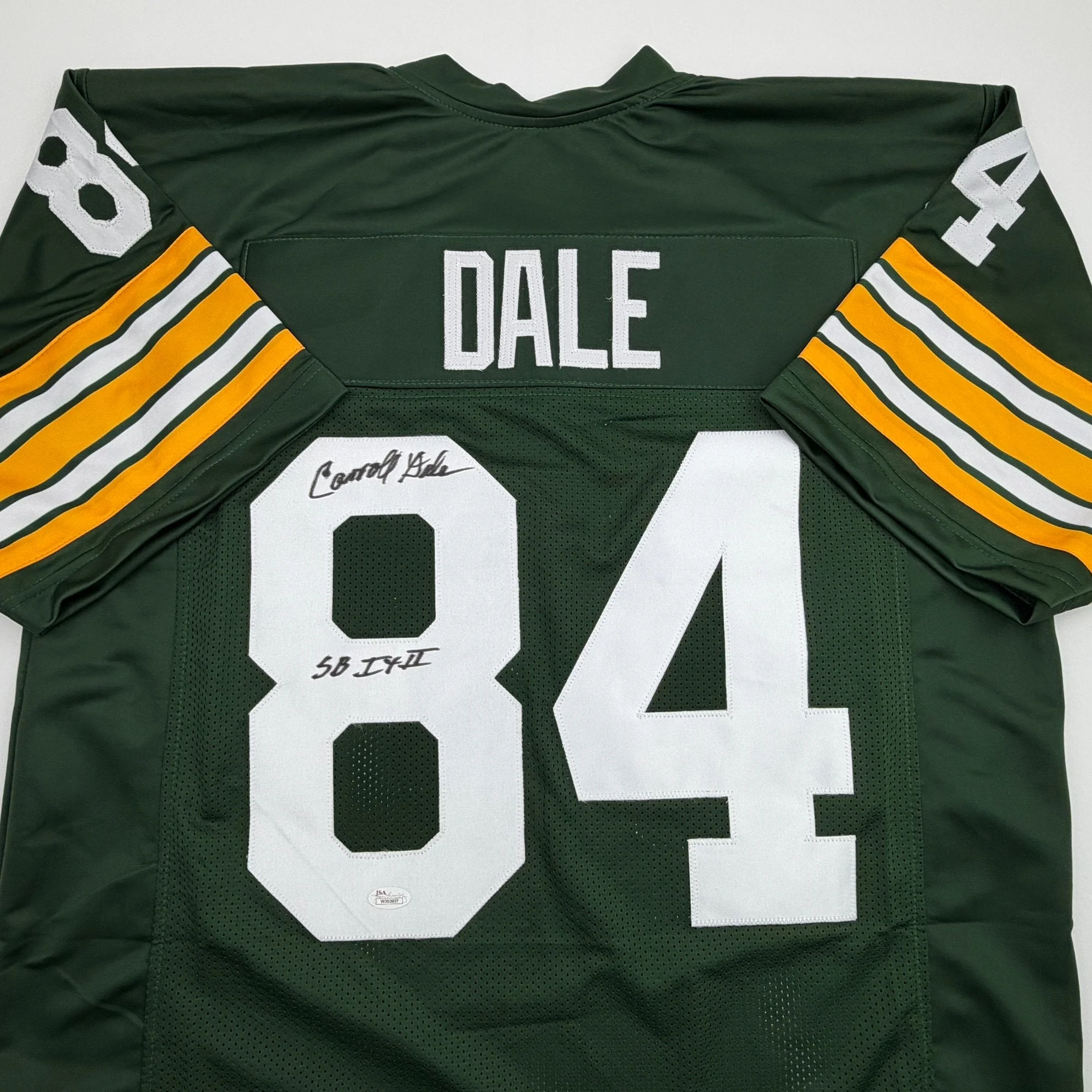Autographed/Signed Carroll Dale Green Bay Green Football Jersey JSA COA - Image 2