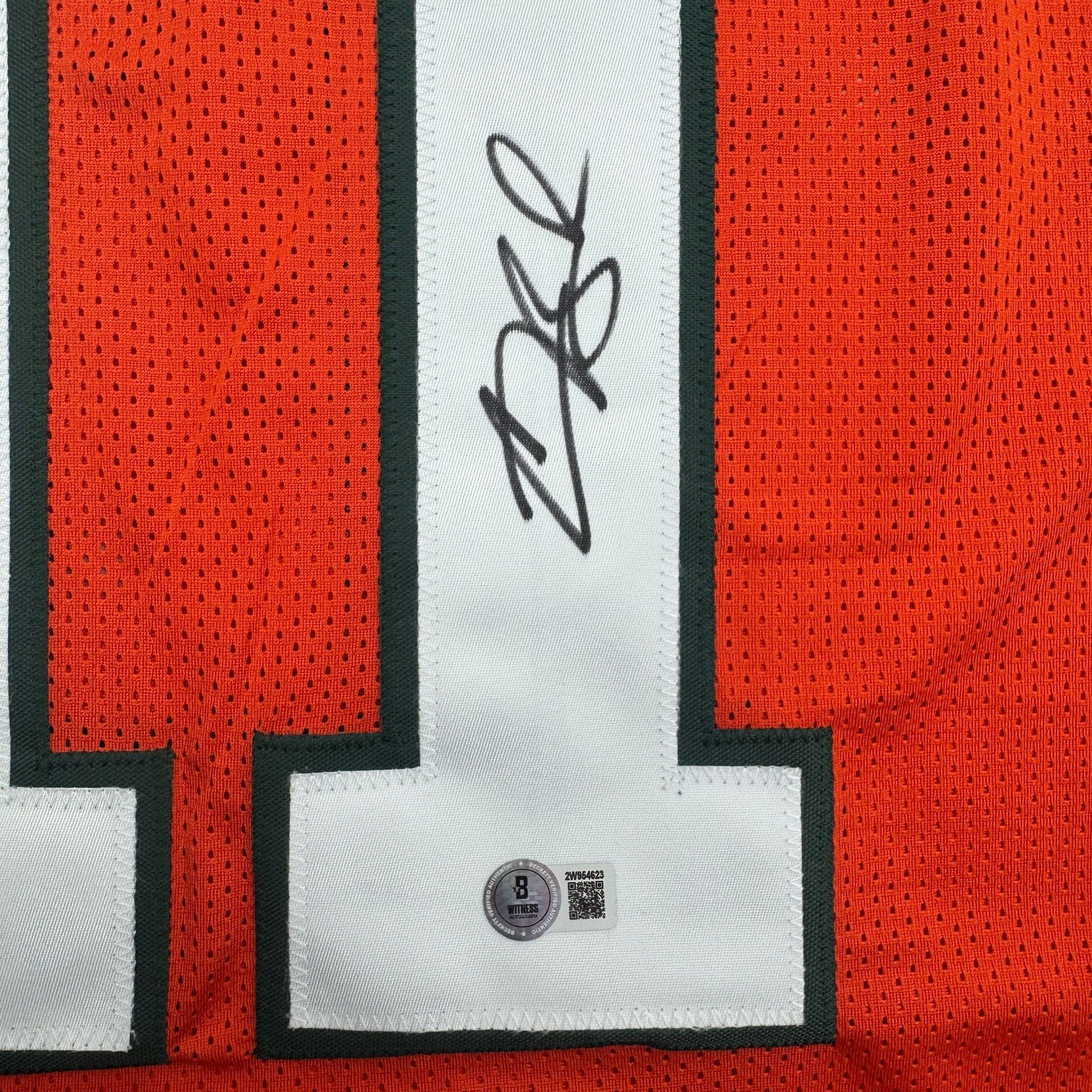 Autographed/Signed Carson Beck Miami Orange College Football Jersey Beckett BAS COA - Image 3