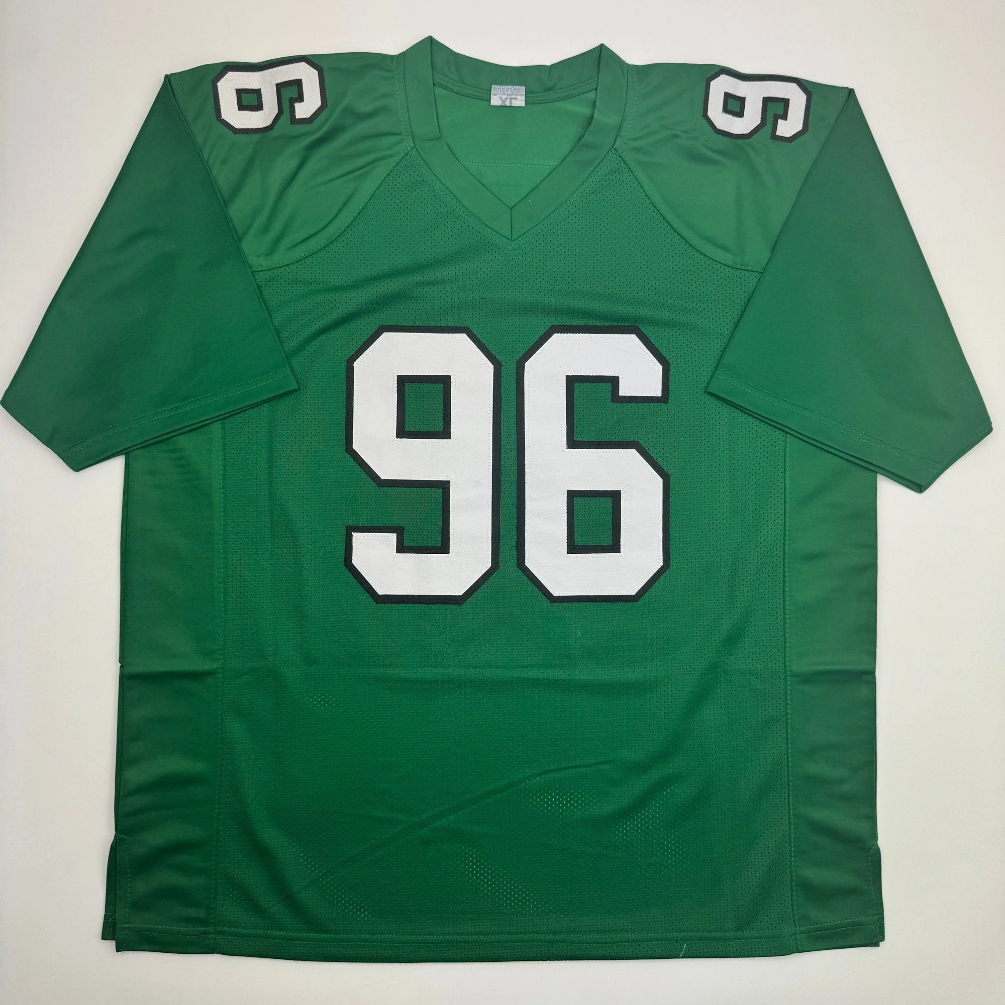 Autographed/Signed Clyde Simmons Philadelphia Kelly Green Football Jersey Beckett BAS COA - Image 4
