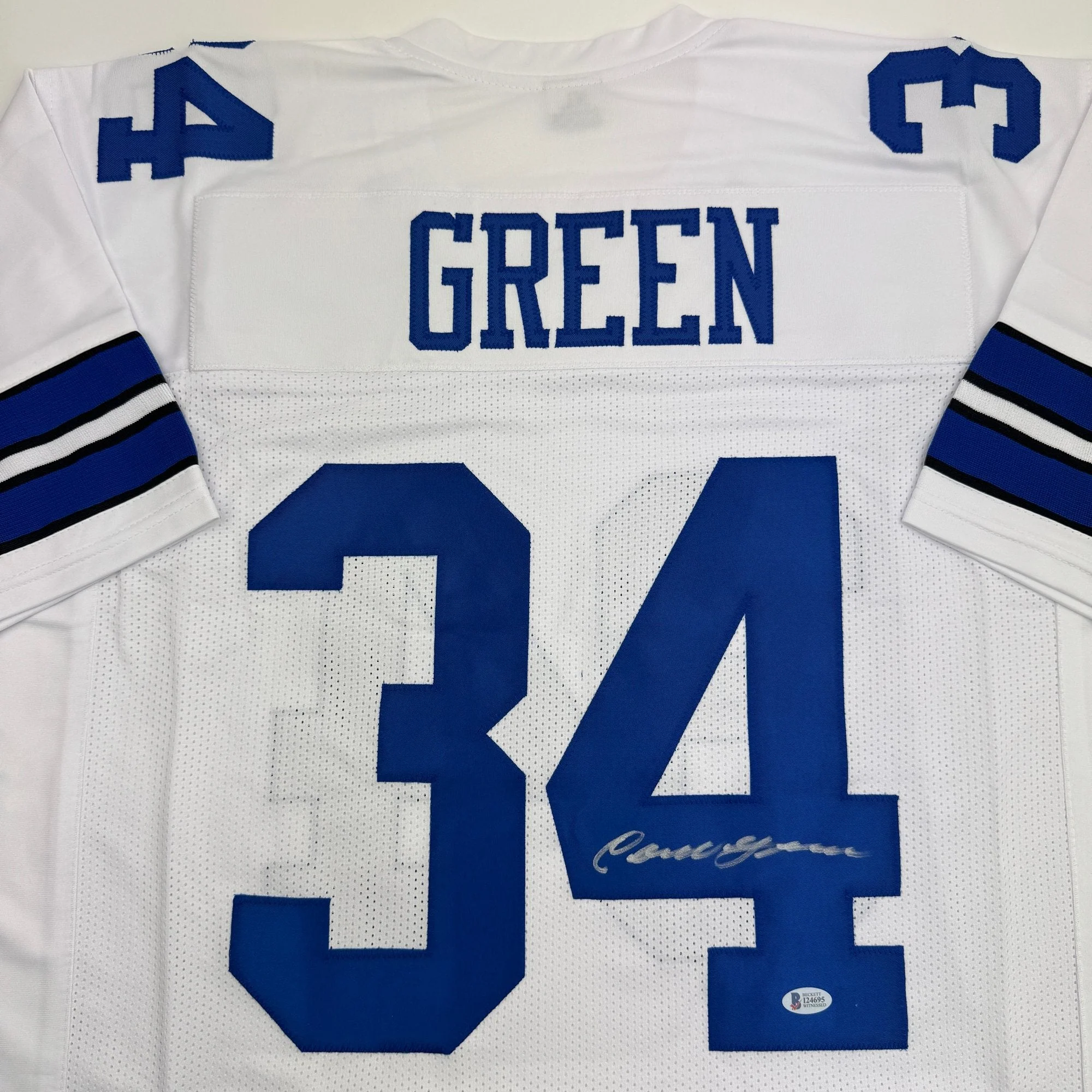 Autographed/Signed Cornell Green Dallas White Football Jersey Beckett BAS COA - Image 2