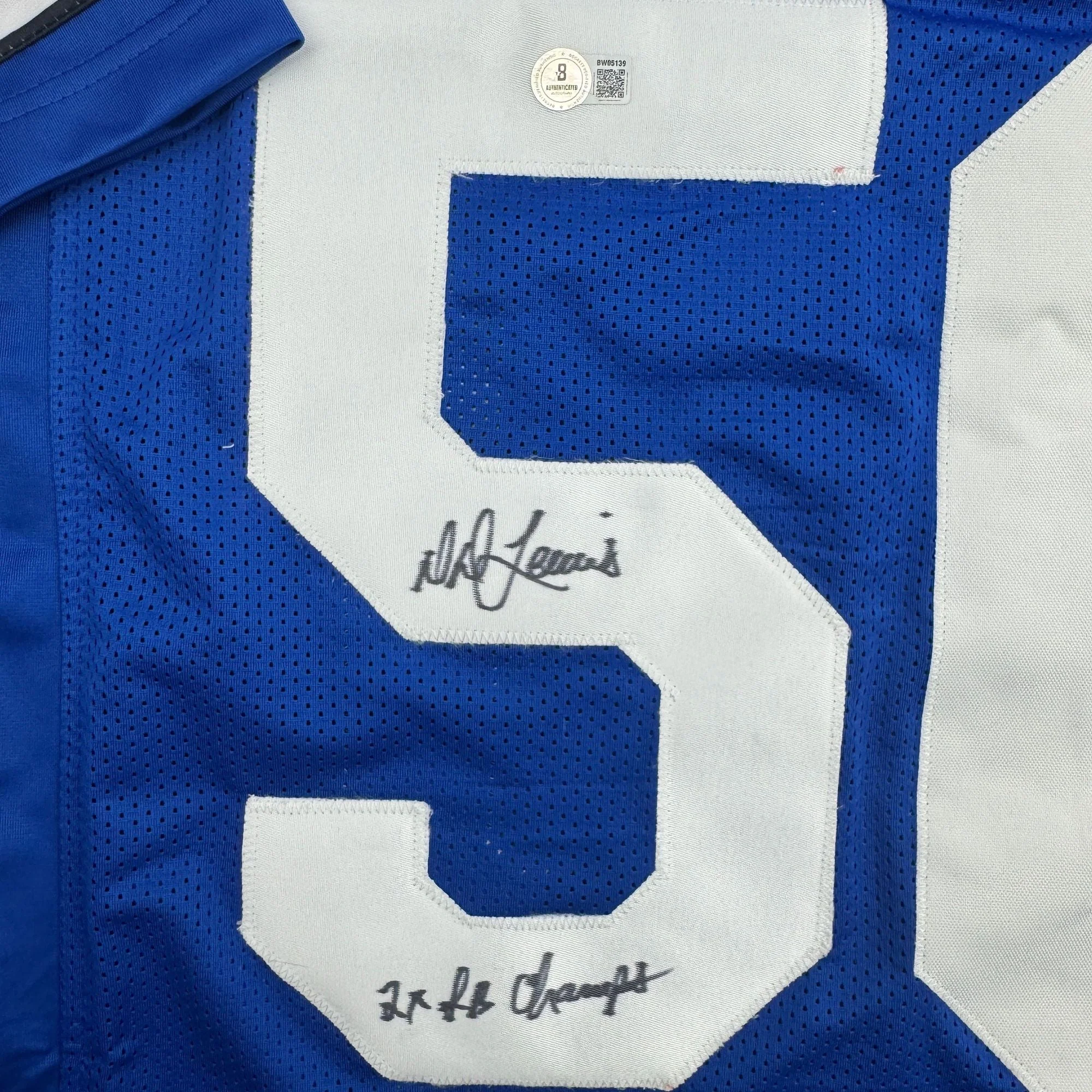Autographed/Signed D.D. DD Lewis "2x SB Champs" Dallas Retro Blue Football Jersey Beckett BAS COA - Image 3