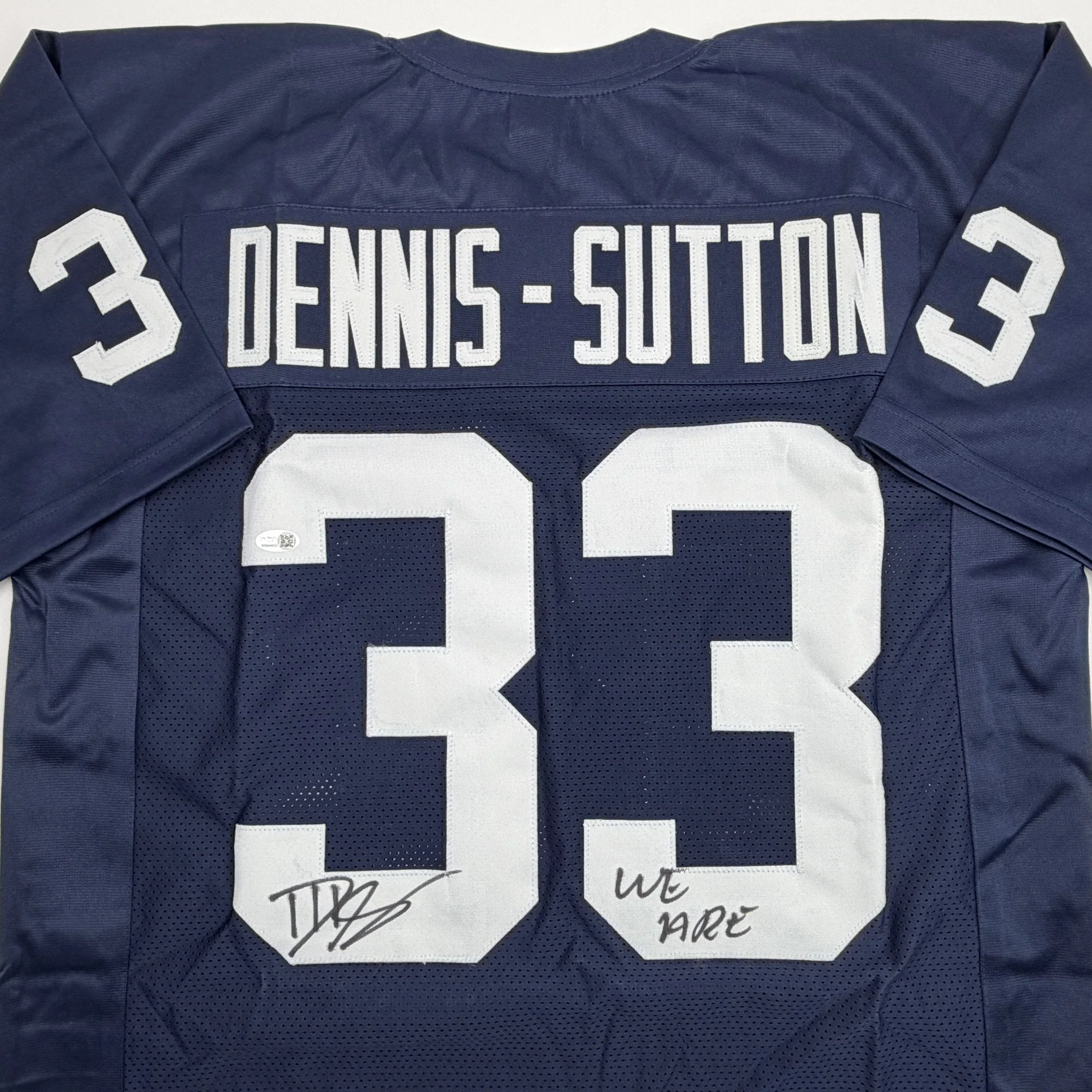 Autographed/Signed Dani Dennis-Sutton Penn State Blue College Football Jersey JSA COA - Image 2