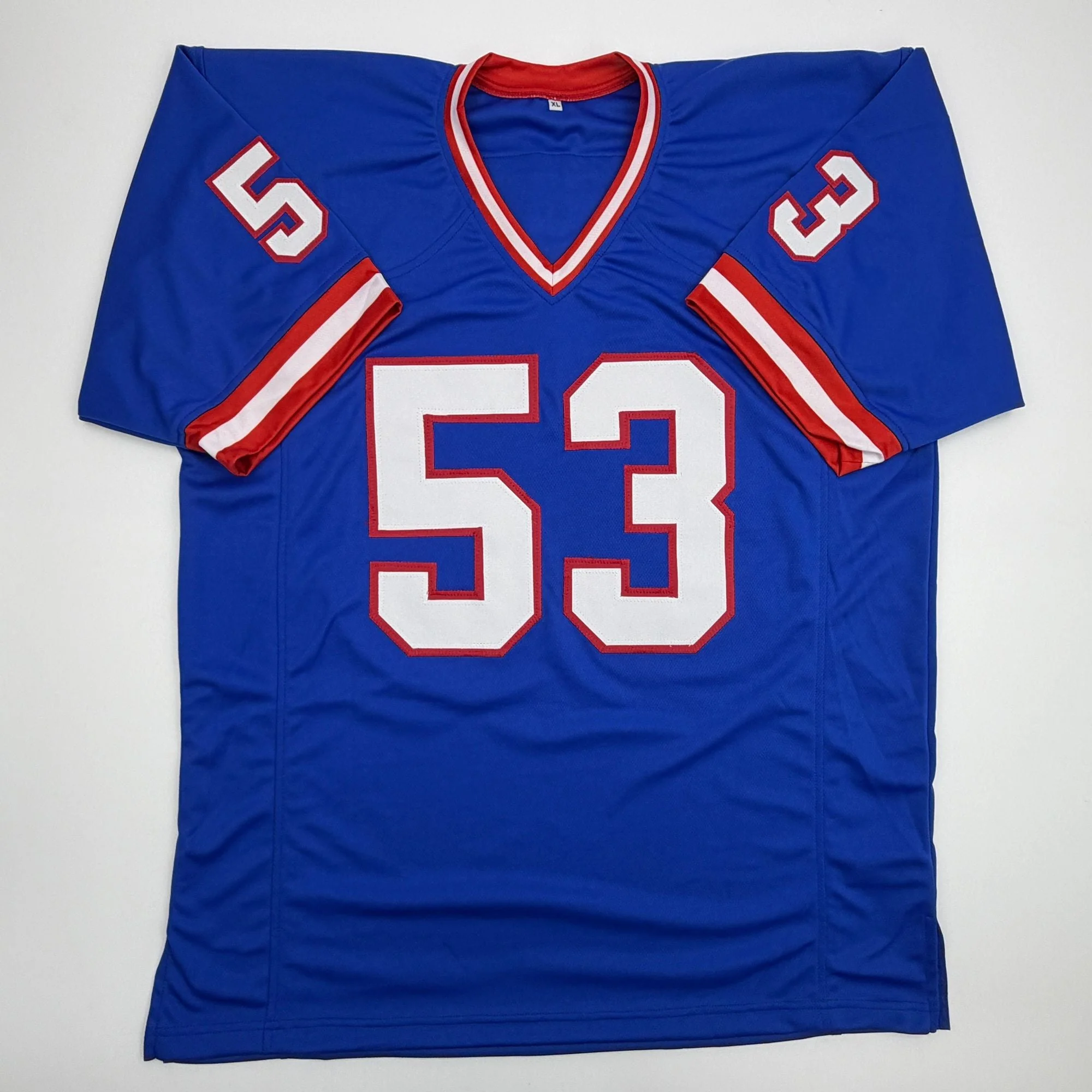 Autographed/Signed Darius Muasau New York Blue Retro Football Jersey JSA COA - Image 4