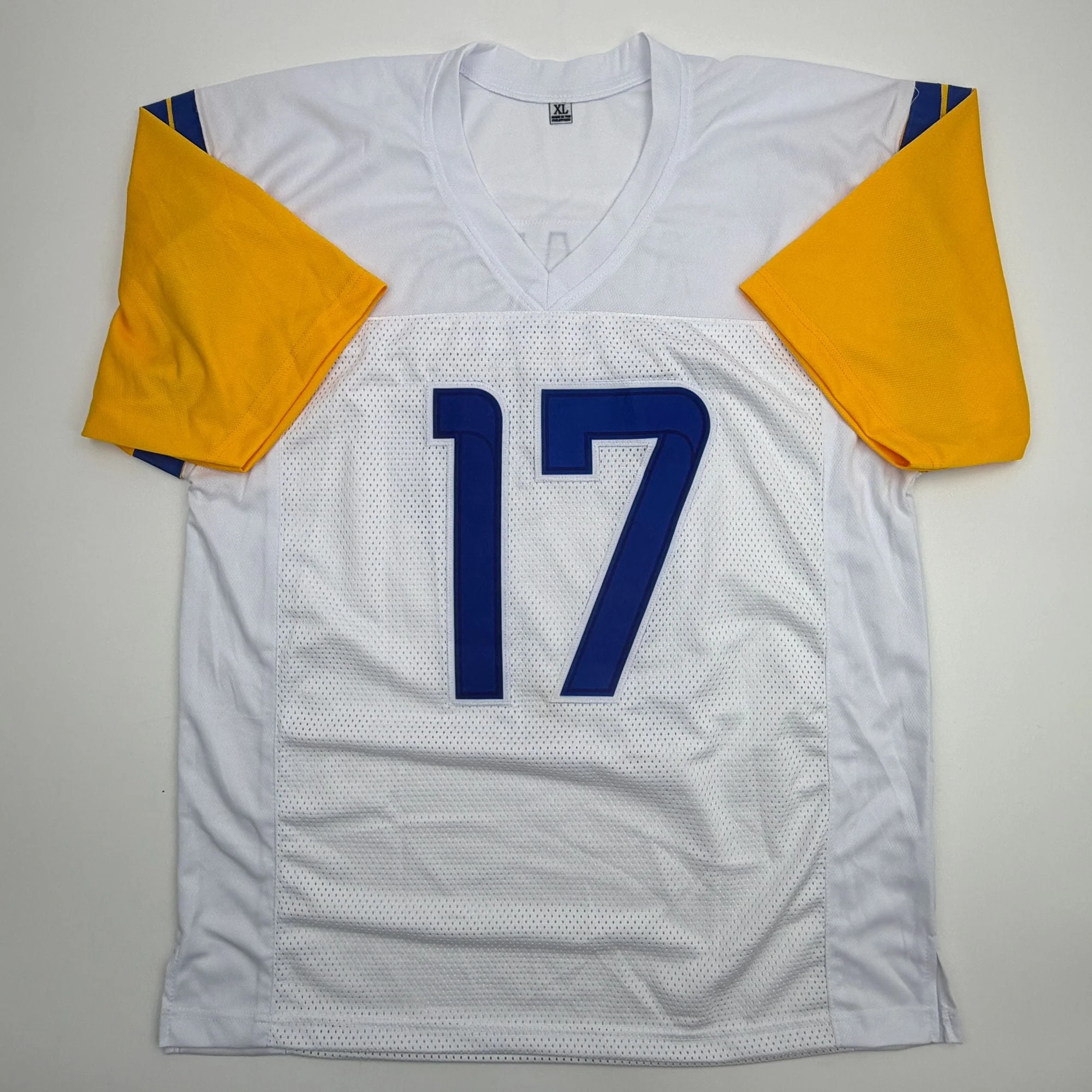 Autographed/Signed Davante Adams Los Angeles LA White Football Jersey Beckett BAS COA - Image 4