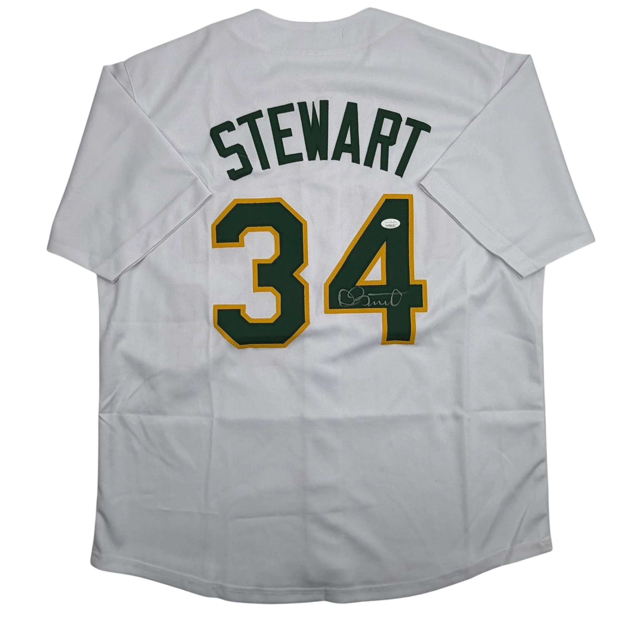 Autographed/Signed Dave Stewart Oakland White Baseball Jersey JSA COA