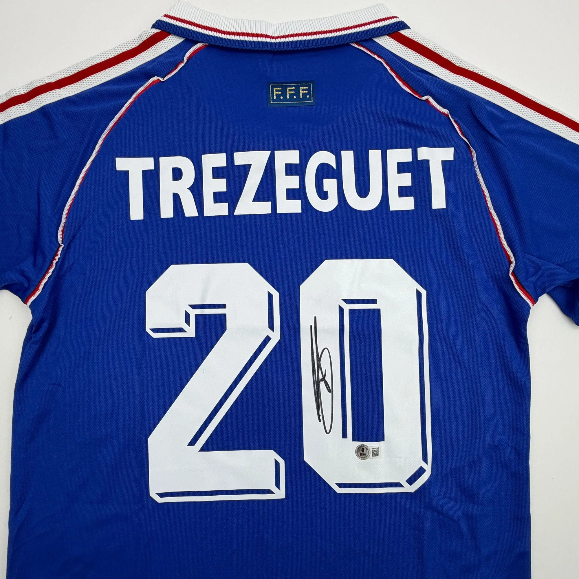 Autographed/Signed David Trezeguet France Blue Soccer Futbol Jersey Beckett BAS COA - Image 2
