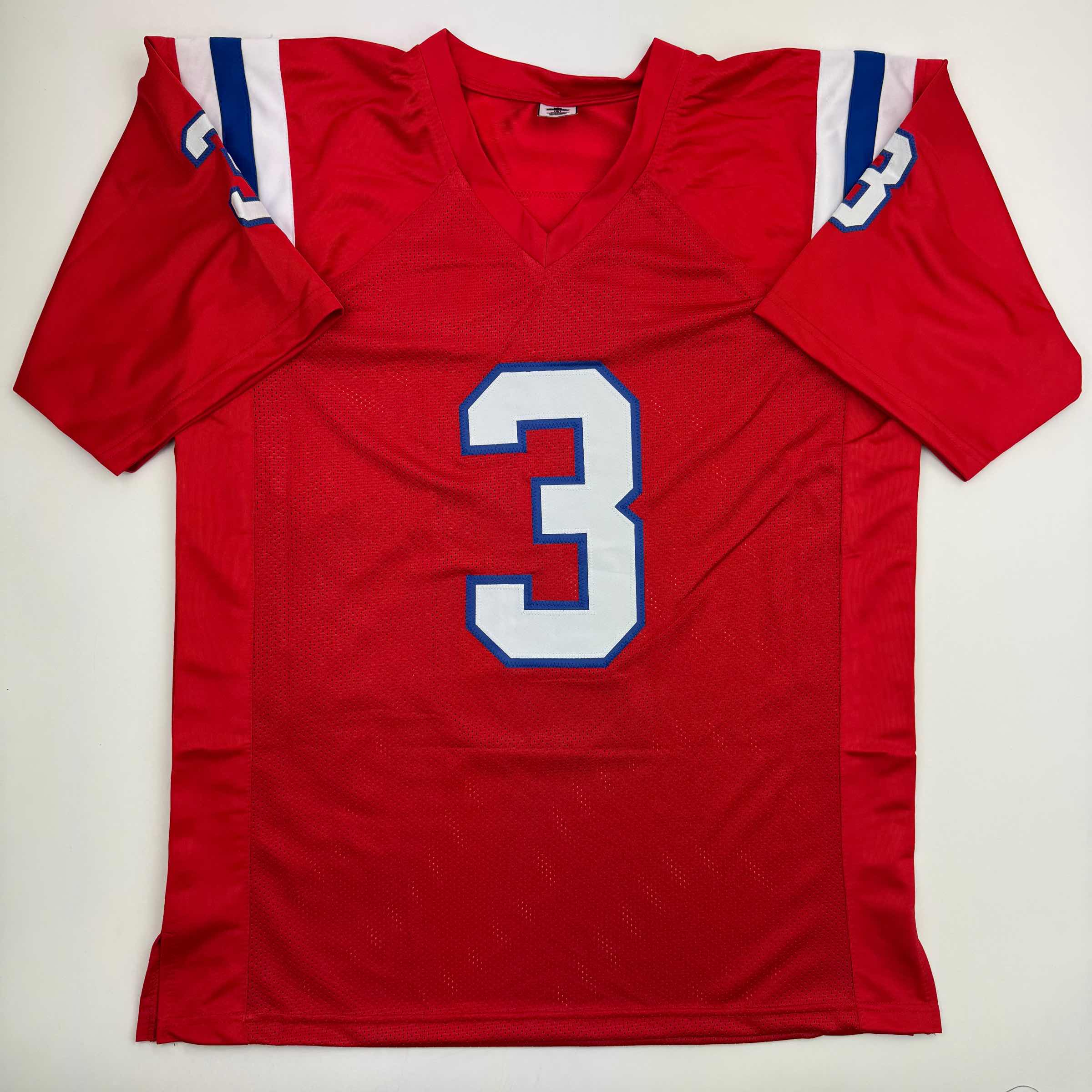 Autographed/Signed DeMario Douglas New England Red Football Jersey Beckett BAS COA - Image 4
