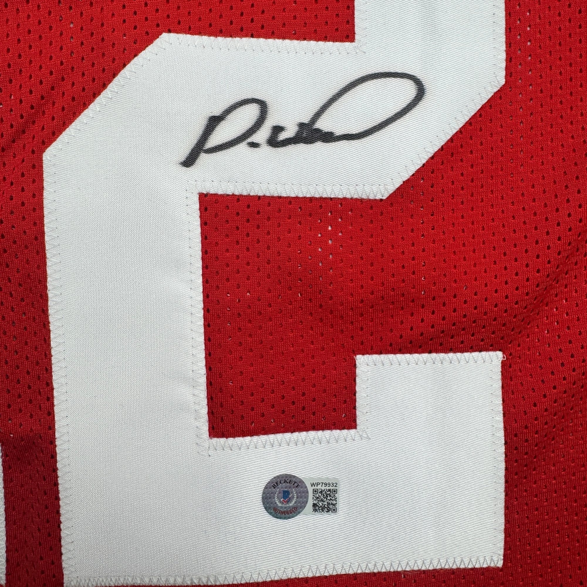 Autographed/Signed Denzel Ward Ohio State Red College Football Jersey Beckett BAS COA - Image 3
