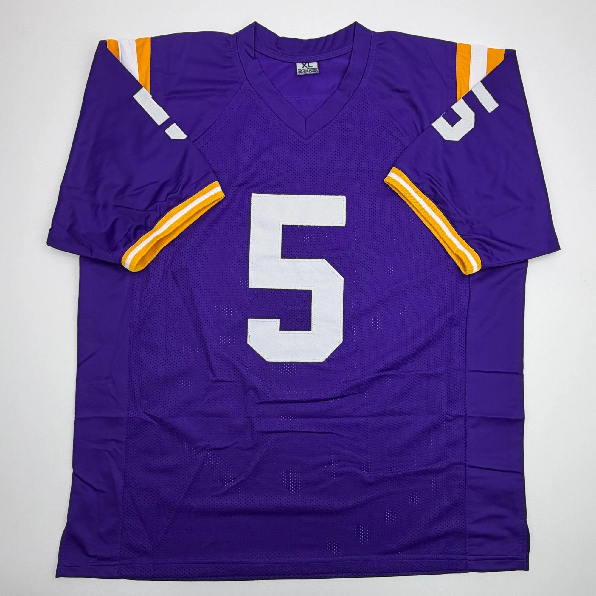 Autographed/Signed Derrius Guice LSU Purple College Football Jersey JSA COA - Image 4