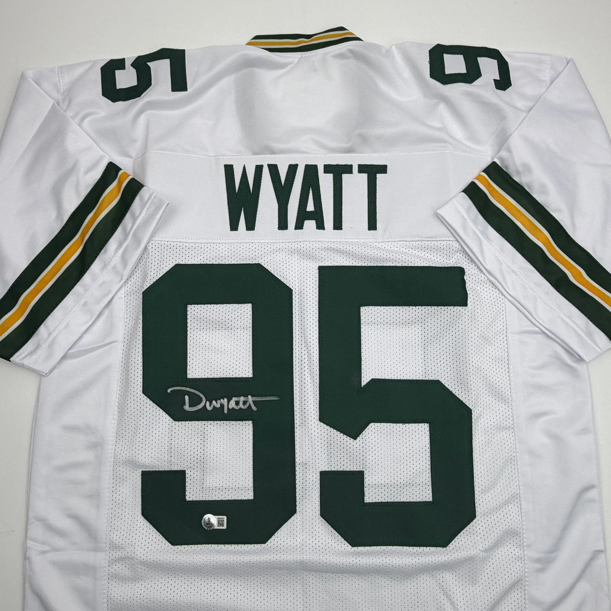 Autographed/Signed Devonte Wyatt Green Bay White Football Jersey Beckett BAS COA - Image 2