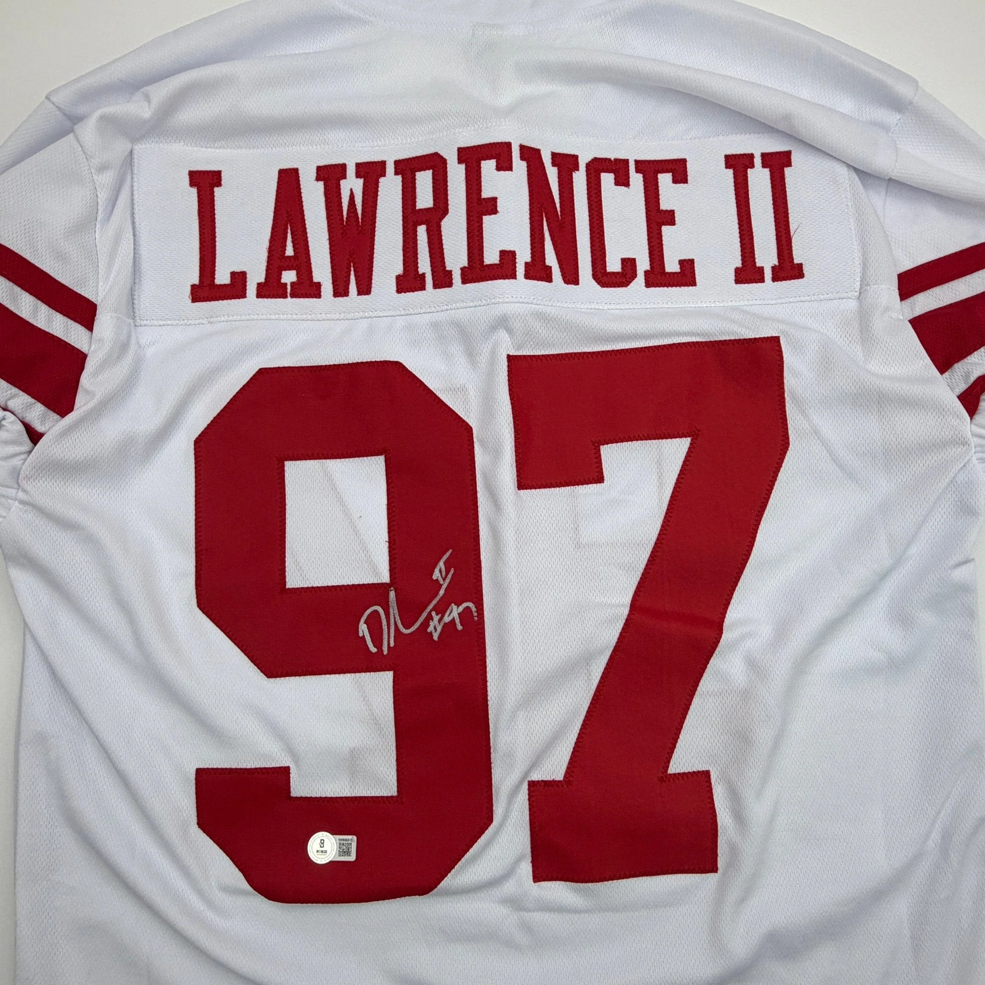 Autographed/Signed Dexter Lawrence II New York White Pro Cut Football Jersey Beckett BAS COA - Image 2