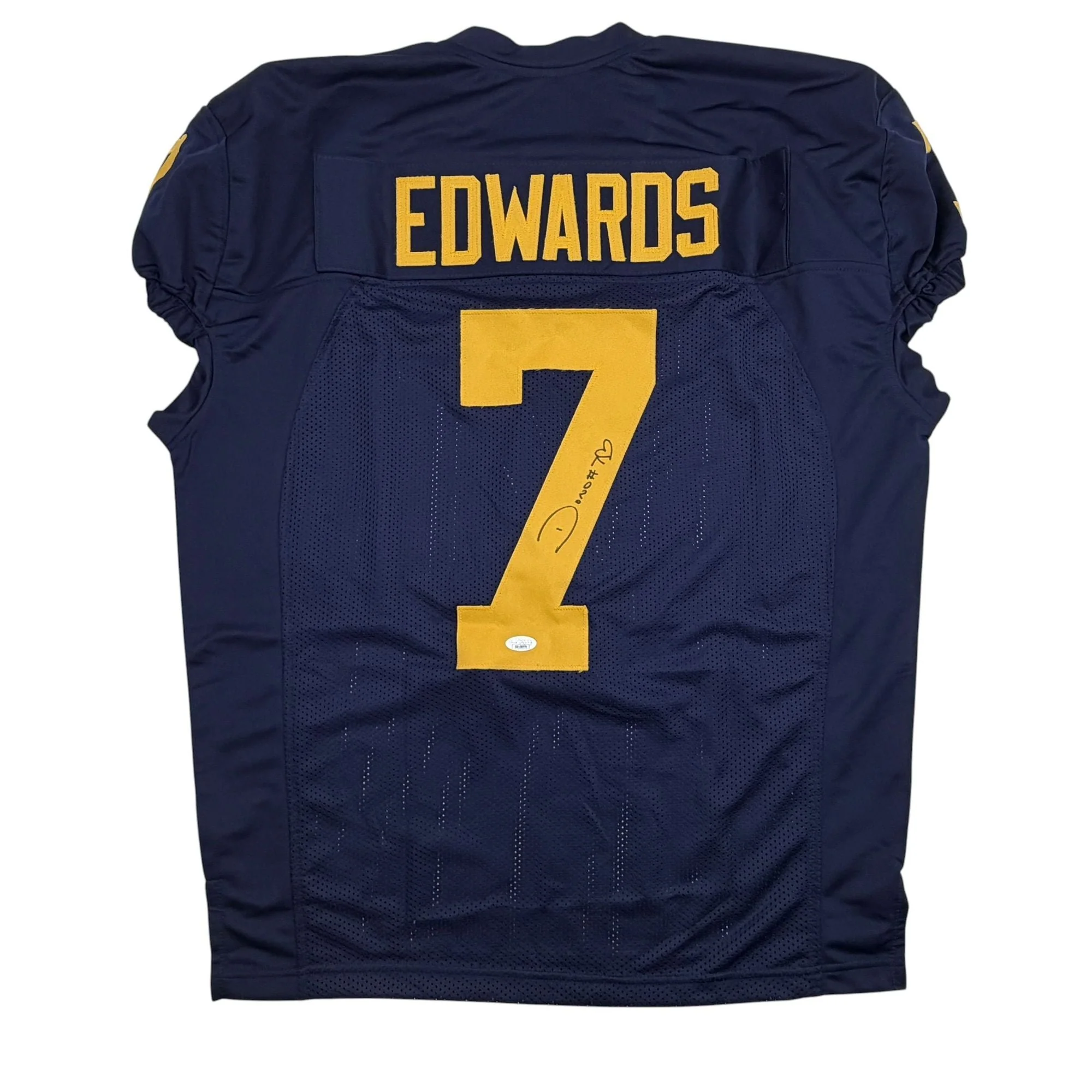 Autographed/Signed Donovan Edwards Michigan Blue College Football Jersey JSA COA