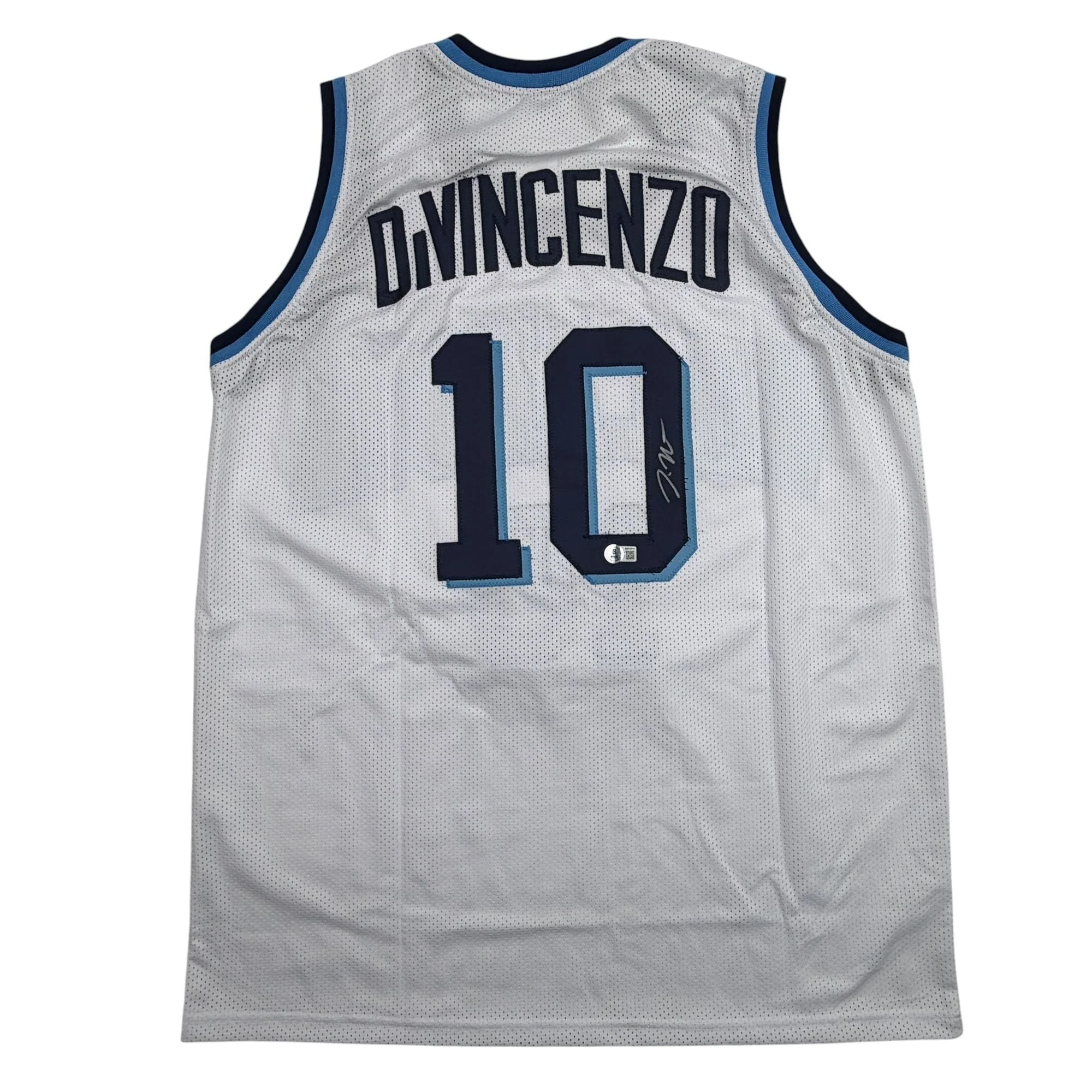 Autographed/Signed Donte DiVincenzo Villanova White College Basketball Jersey Beckett BAS COA