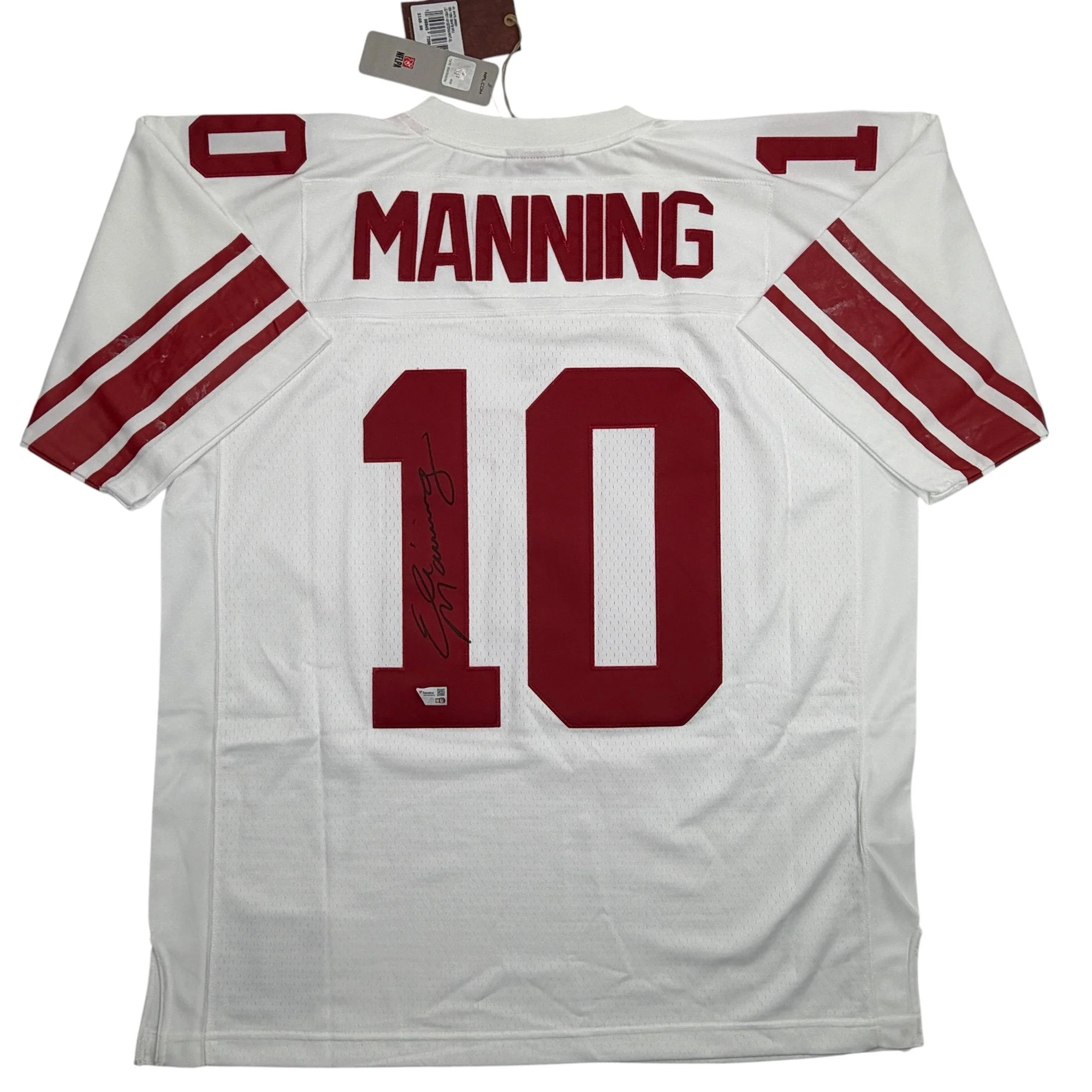 Autographed/Signed Eli Manning New York Giants White Mitchell & Ness Authentic Football Jersey Fanatics COA