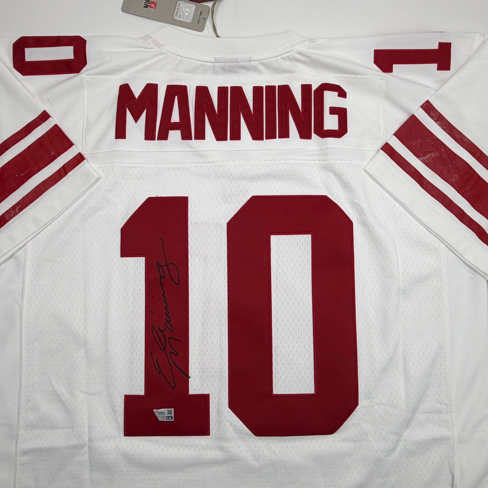 Autographed/Signed Eli Manning New York Giants White Mitchell & Ness Authentic Football Jersey Fanatics COA - Image 2