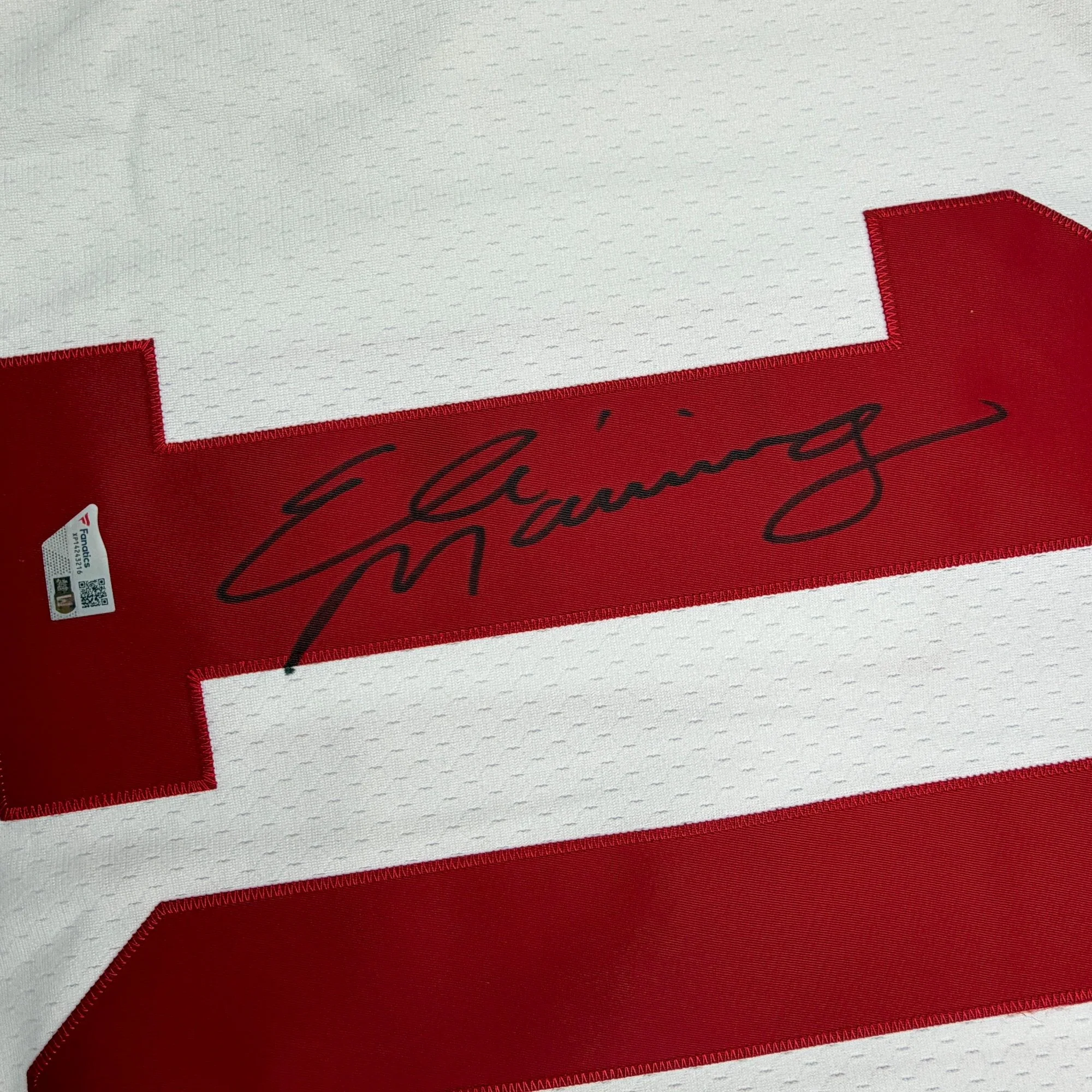 Autographed/Signed Eli Manning New York Giants White Mitchell & Ness Authentic Football Jersey Fanatics COA - Image 3
