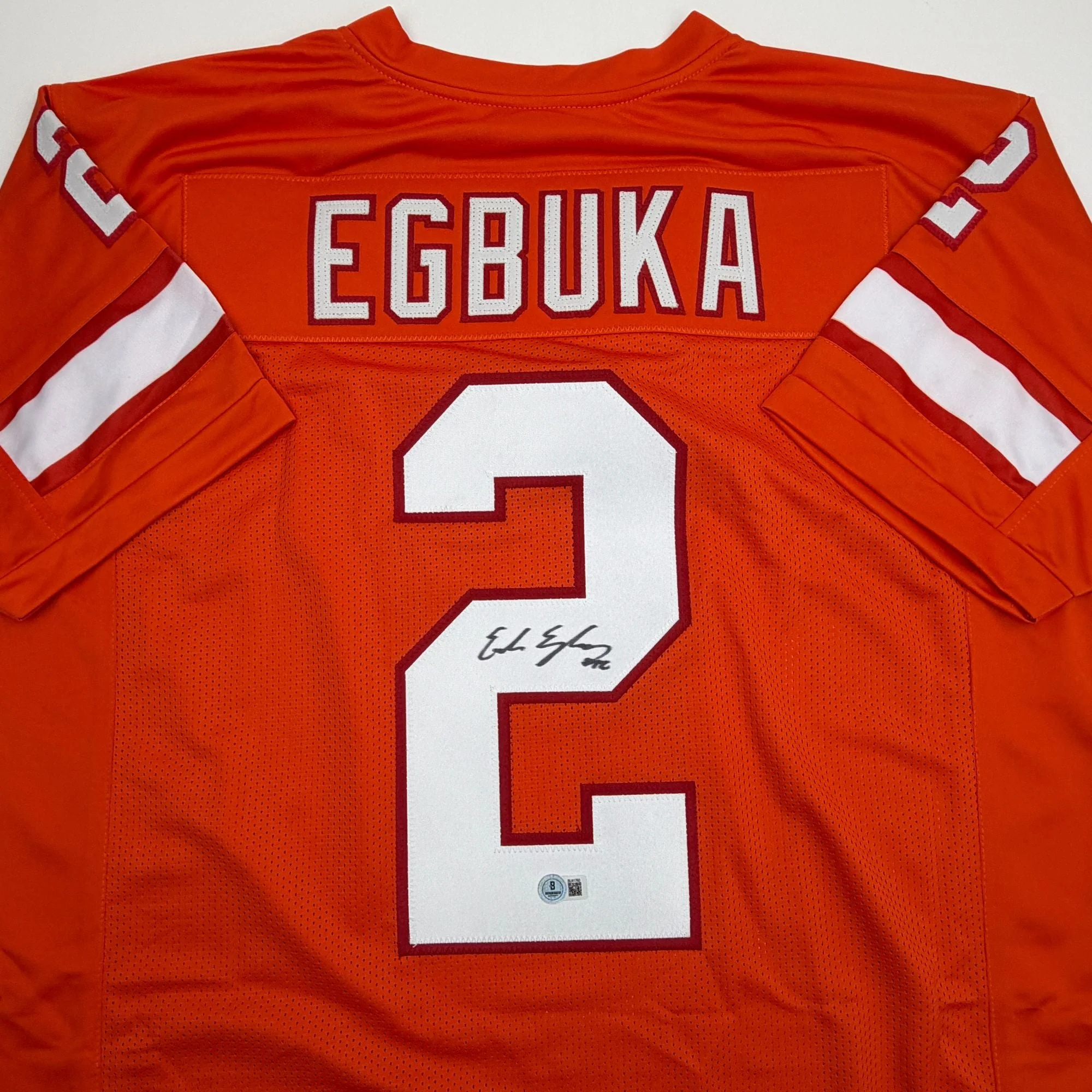 Autographed/Signed Emeka Egbuka Tampa Bay Orange Creamsicle Football Jersey Beckett BAS COA - Image 2