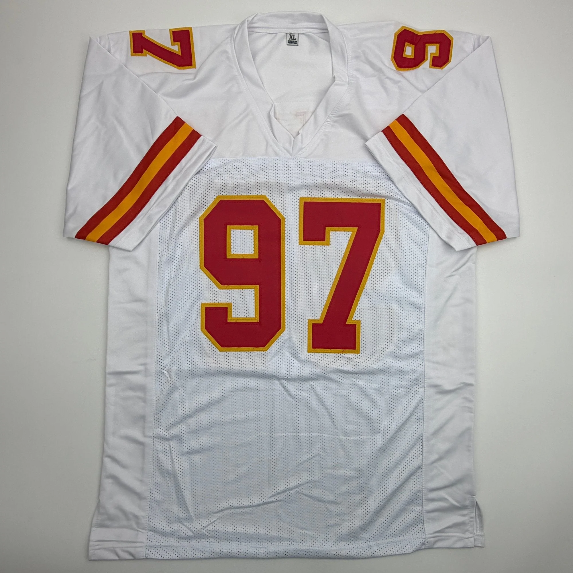 Autographed/Signed Felix Anudike-Uzomah Kansas City White Football Jersey JSA COA - Image 4