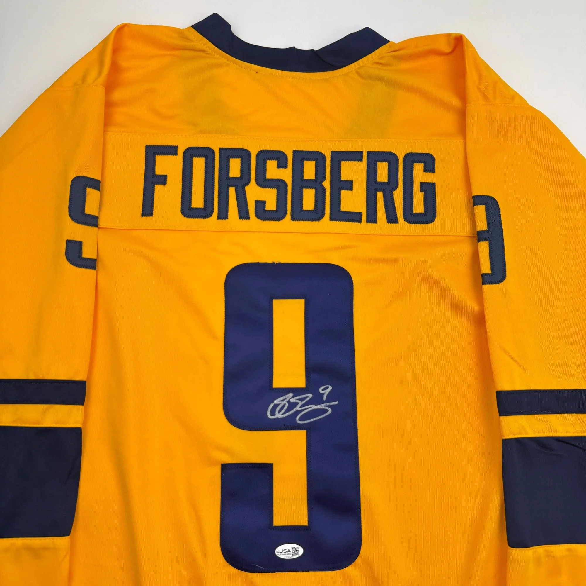 Autographed/Signed Filip Forsberg Sweden Yellow Hockey Jersey JSA COA - Image 2