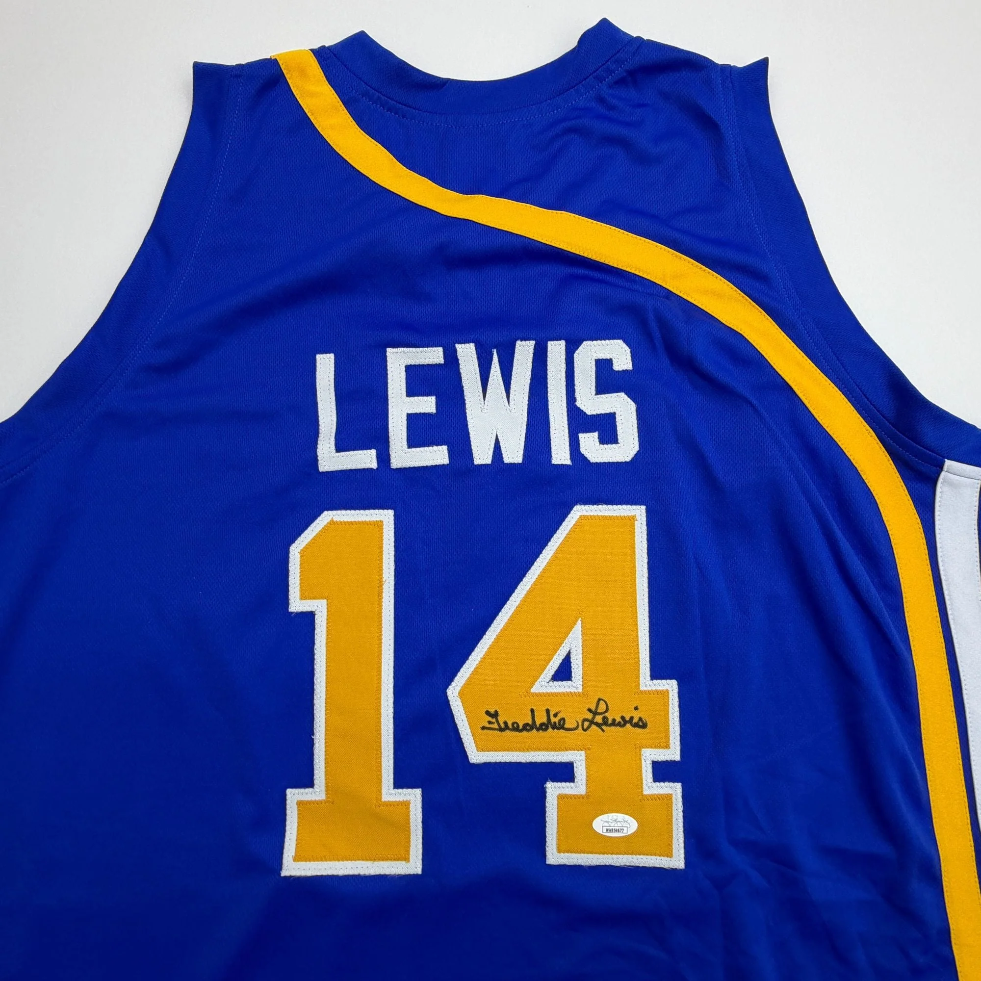 Autographed/Signed Freddie Lewis Indiana Blue Basketball Jersey JSA COA - Image 2