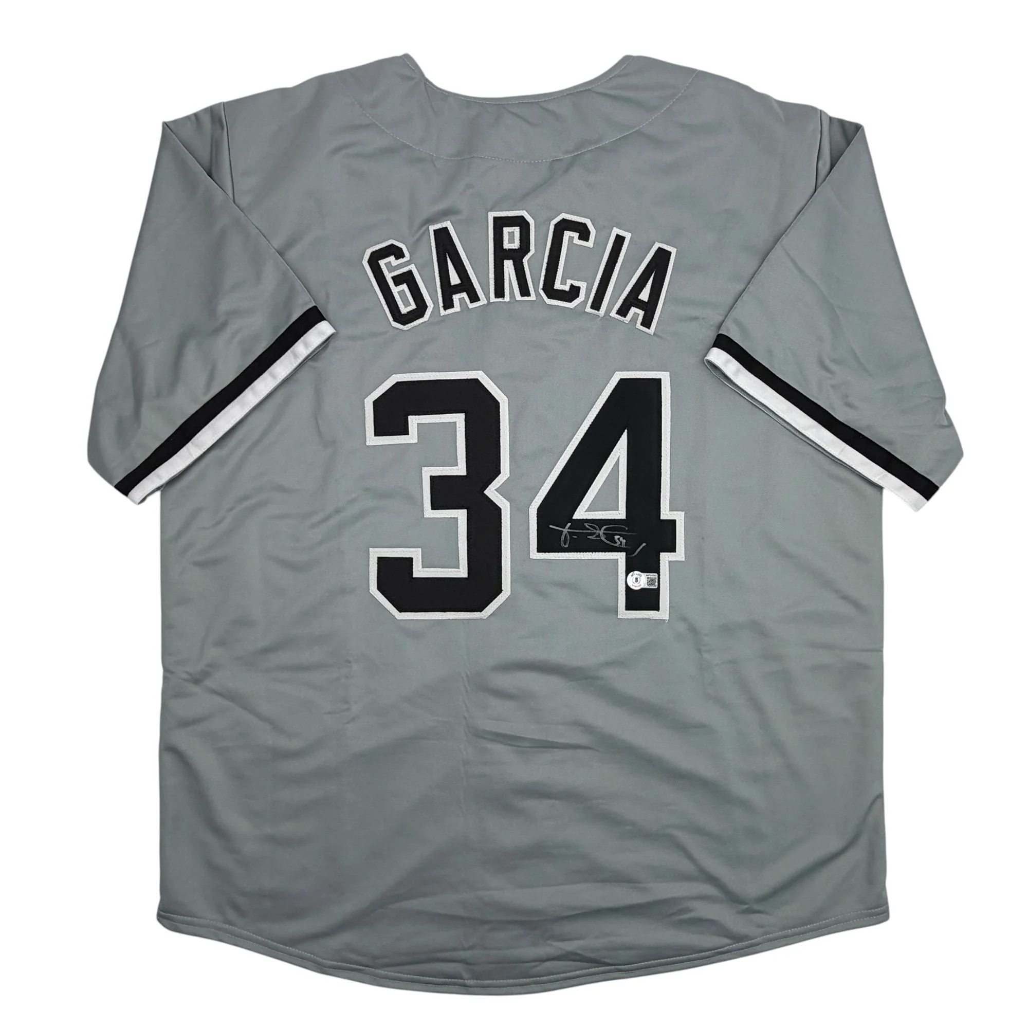 Autographed/Signed Freddy Garcia Chicago Grey Baseball Jersey Beckett BAS COA