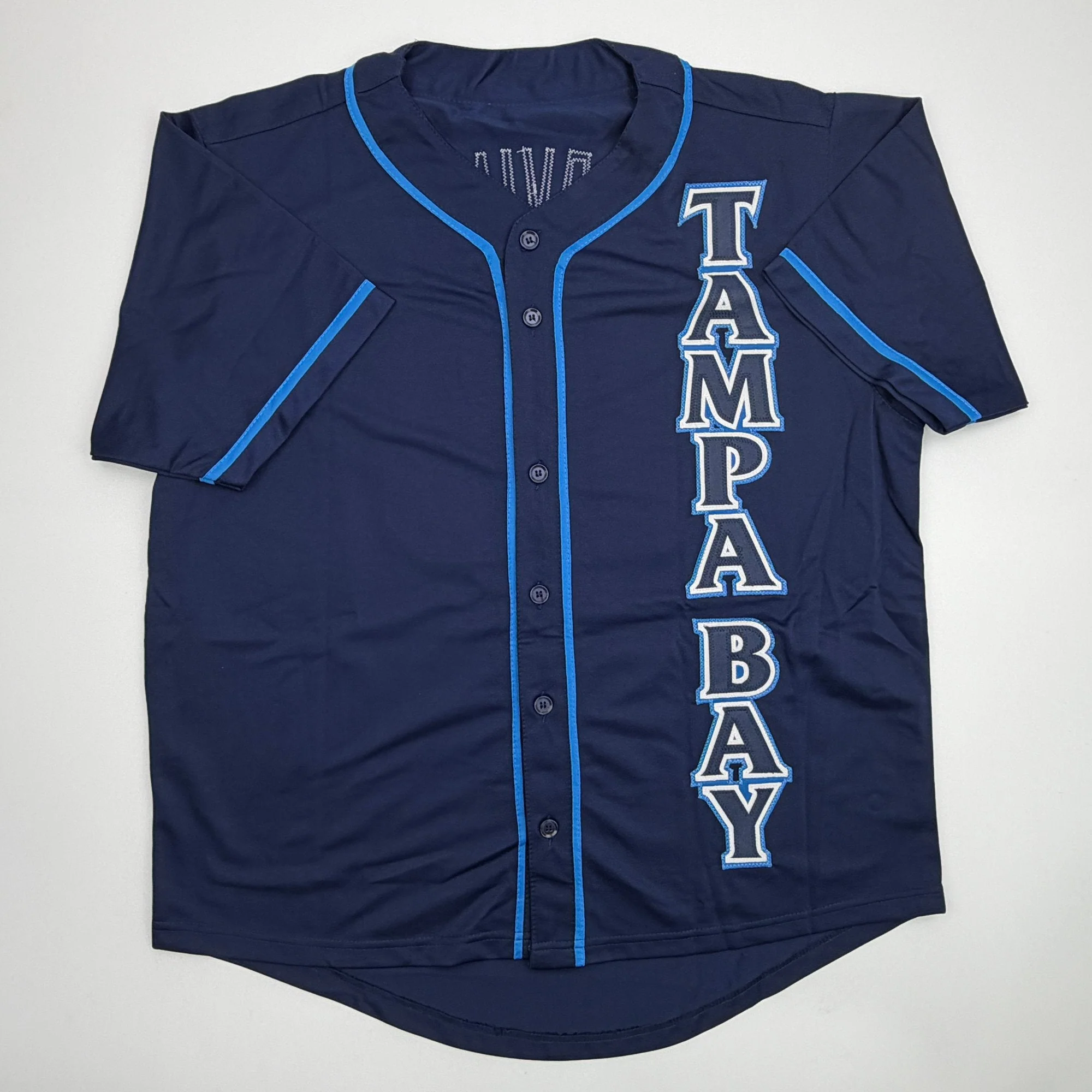Autographed/Signed Garrett Cleavinger Tampa Bay Navy Blue Baseball Jersey JSA COA - Image 4