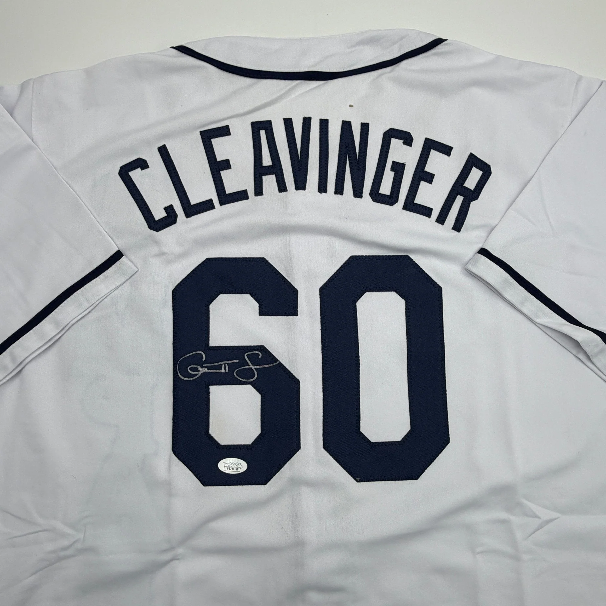 Autographed/Signed Garrett Cleavinger Tampa Bay White Baseball Jersey JSA COA - Image 2