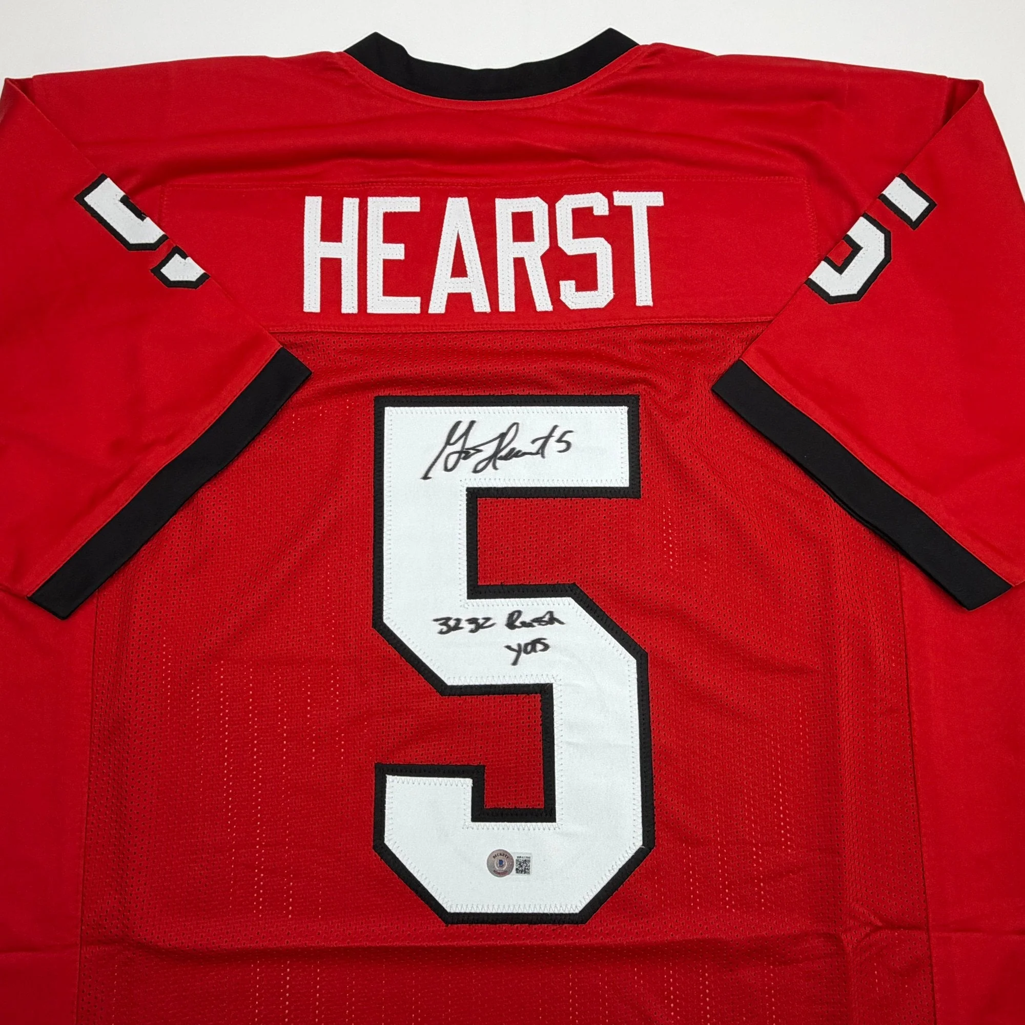 Autographed/Signed Garrison Hearst 3232 Yards Georgia Red College Football Jersey Beckett BAS COA - Image 2
