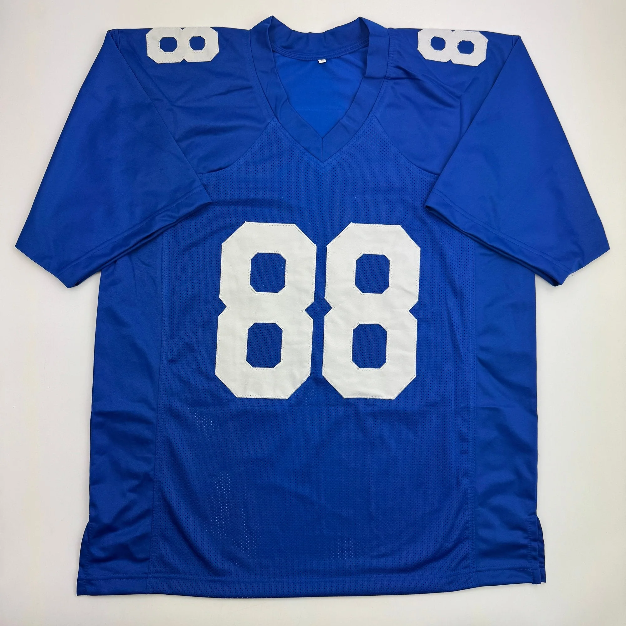 Autographed/Signed Hakeem Nicks New York Blue Football Jersey Beckett BAS COA - Image 4