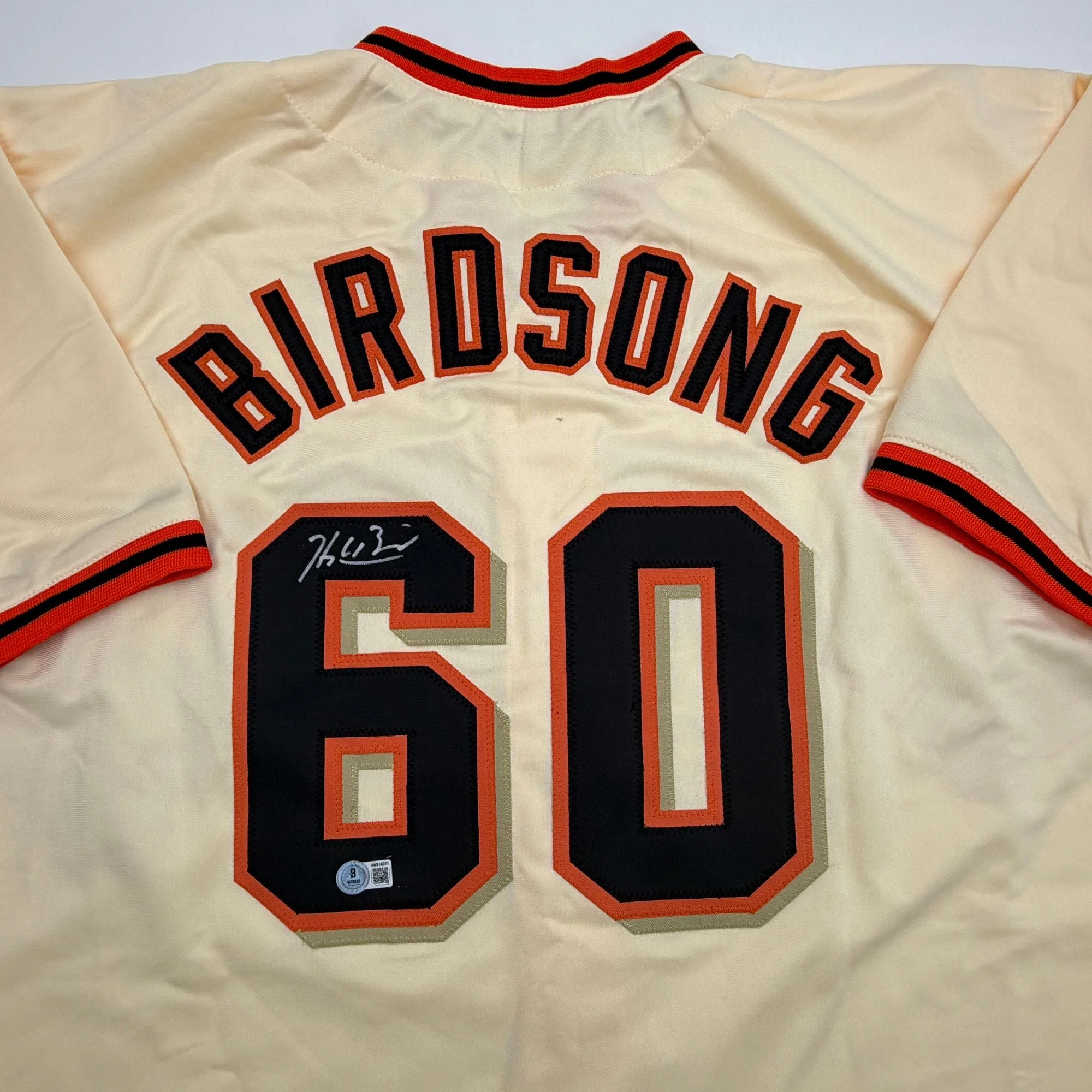 Autographed/Signed Hayden Birdsong San Francisco Cream Baseball Jersey Beckett BAS COA - Image 2