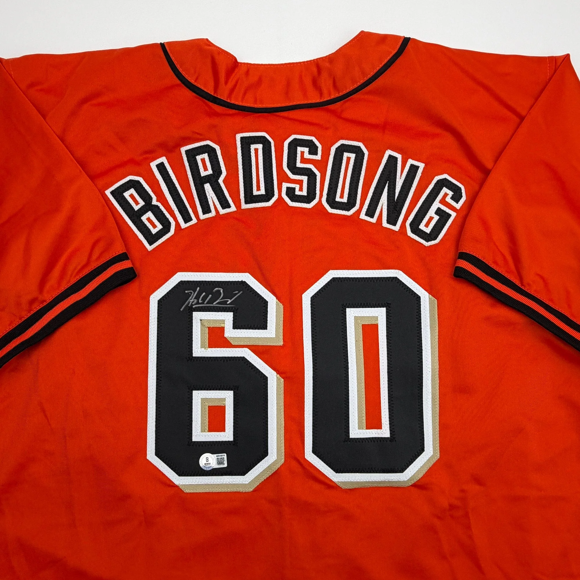 Autographed/Signed Hayden Birdsong San Francisco Orange Baseball Jersey Beckett BAS COA - Image 2