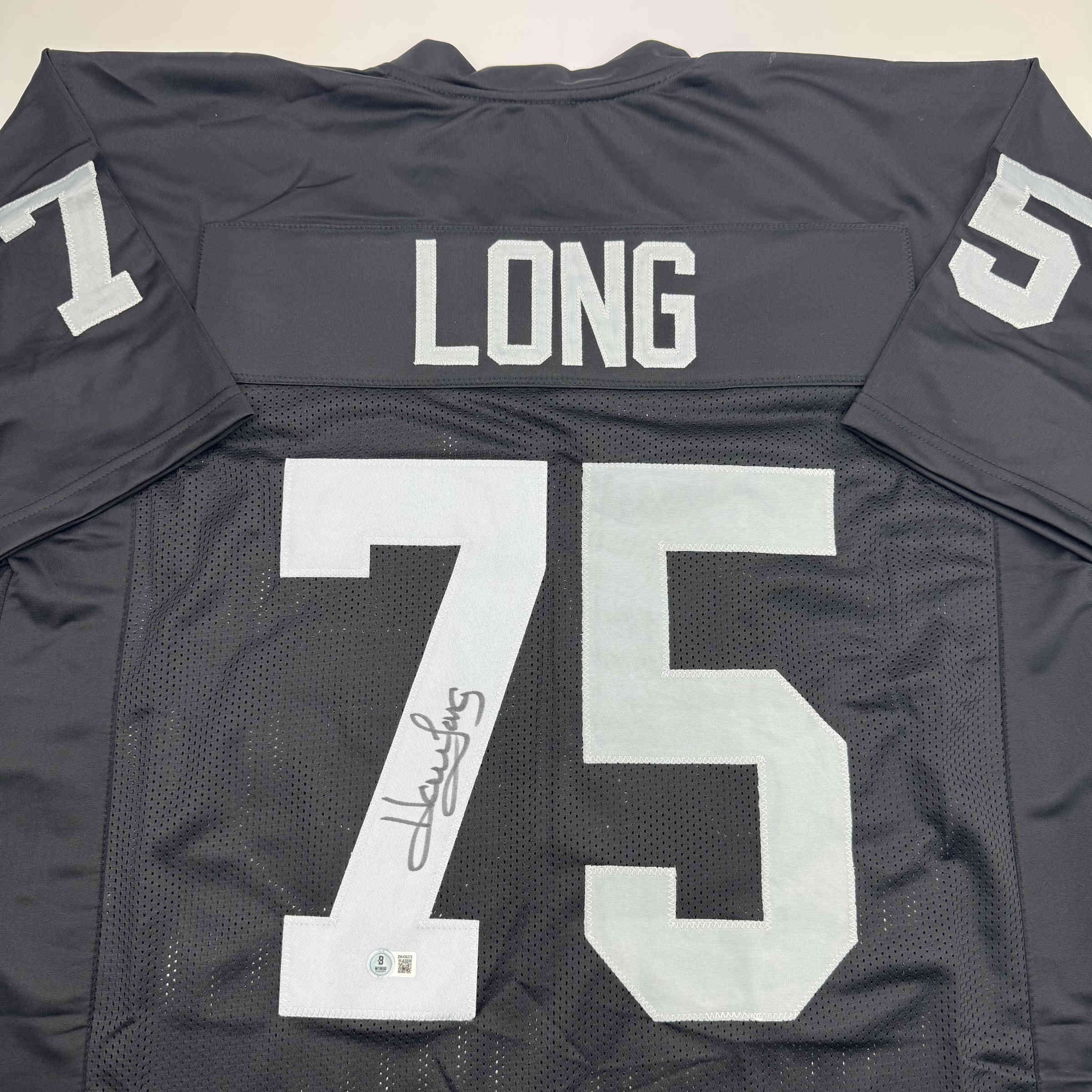 Autographed/Signed Howie Long Oakland White Football Jersey Beckett BAS COA - Image 2