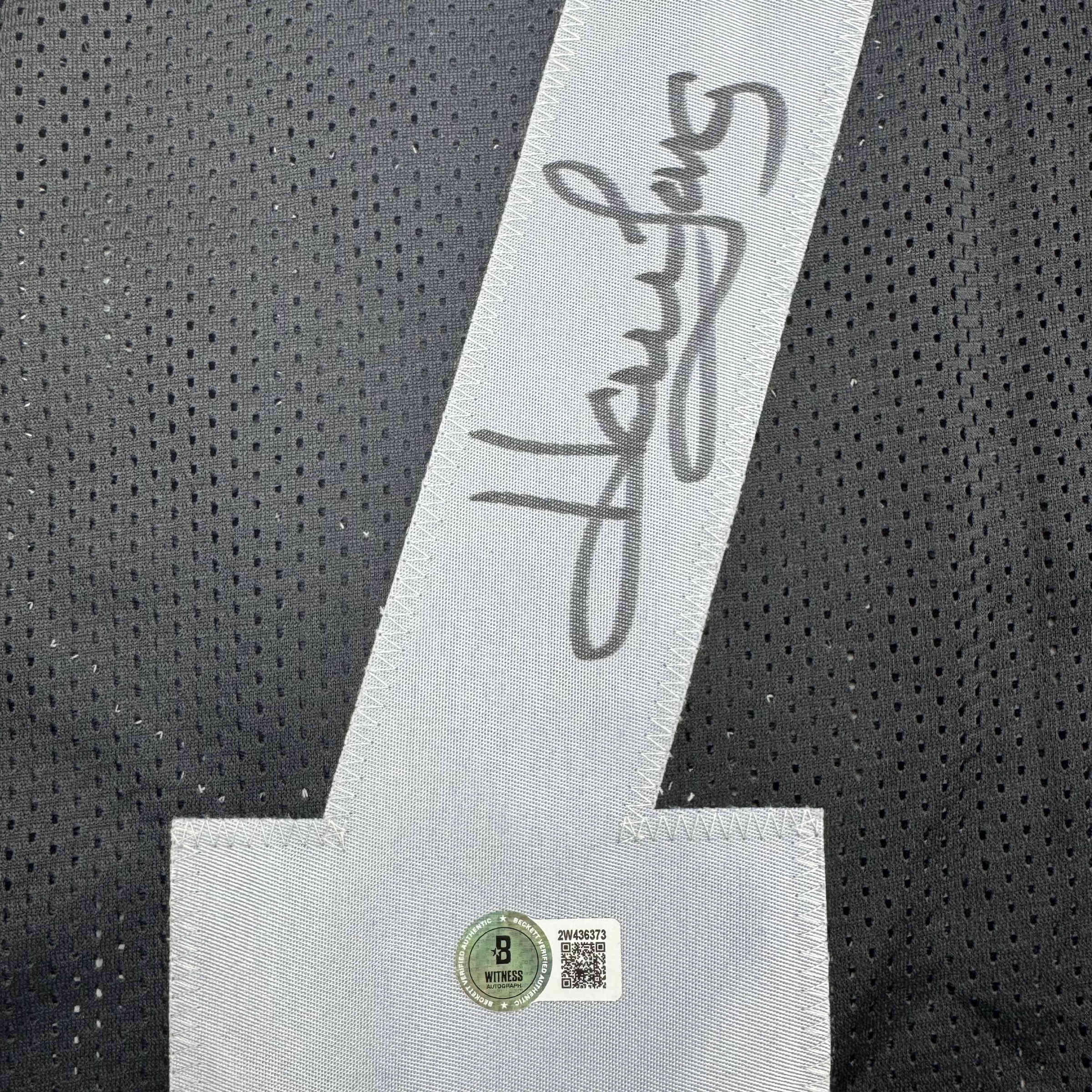 Autographed/Signed Howie Long Oakland White Football Jersey Beckett BAS COA - Image 3