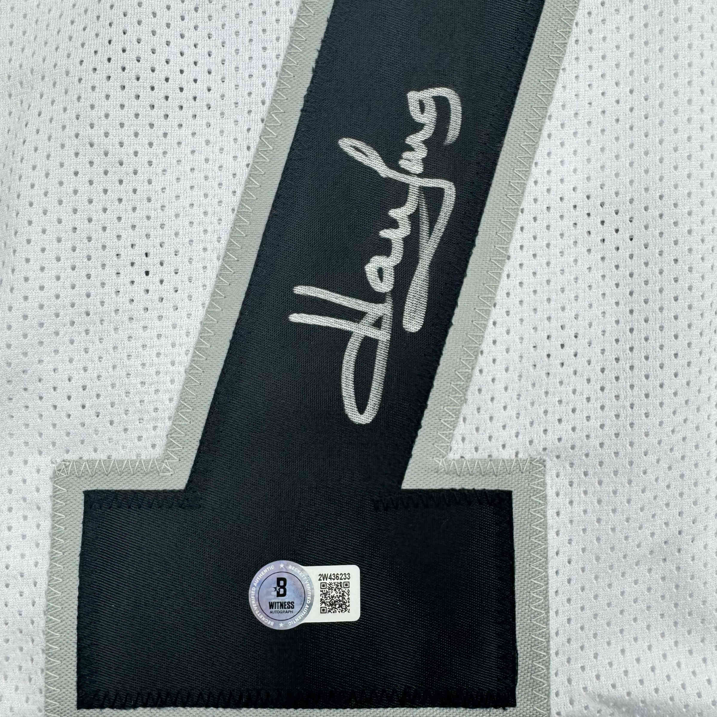 Autographed/Signed Howie Long Oakland White Football Jersey Beckett BAS COA - Image 3