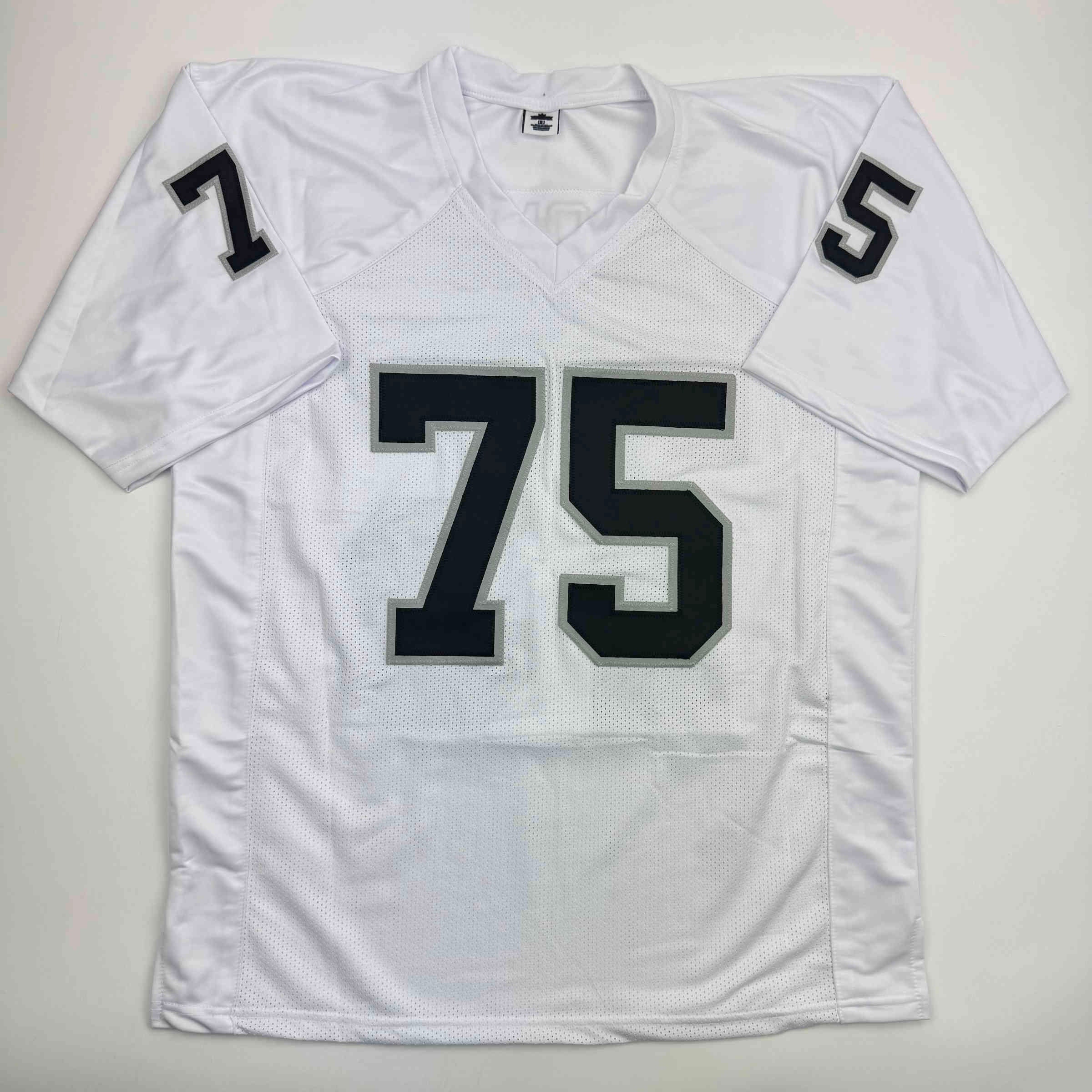 Autographed/Signed Howie Long Oakland White Football Jersey Beckett BAS COA - Image 4