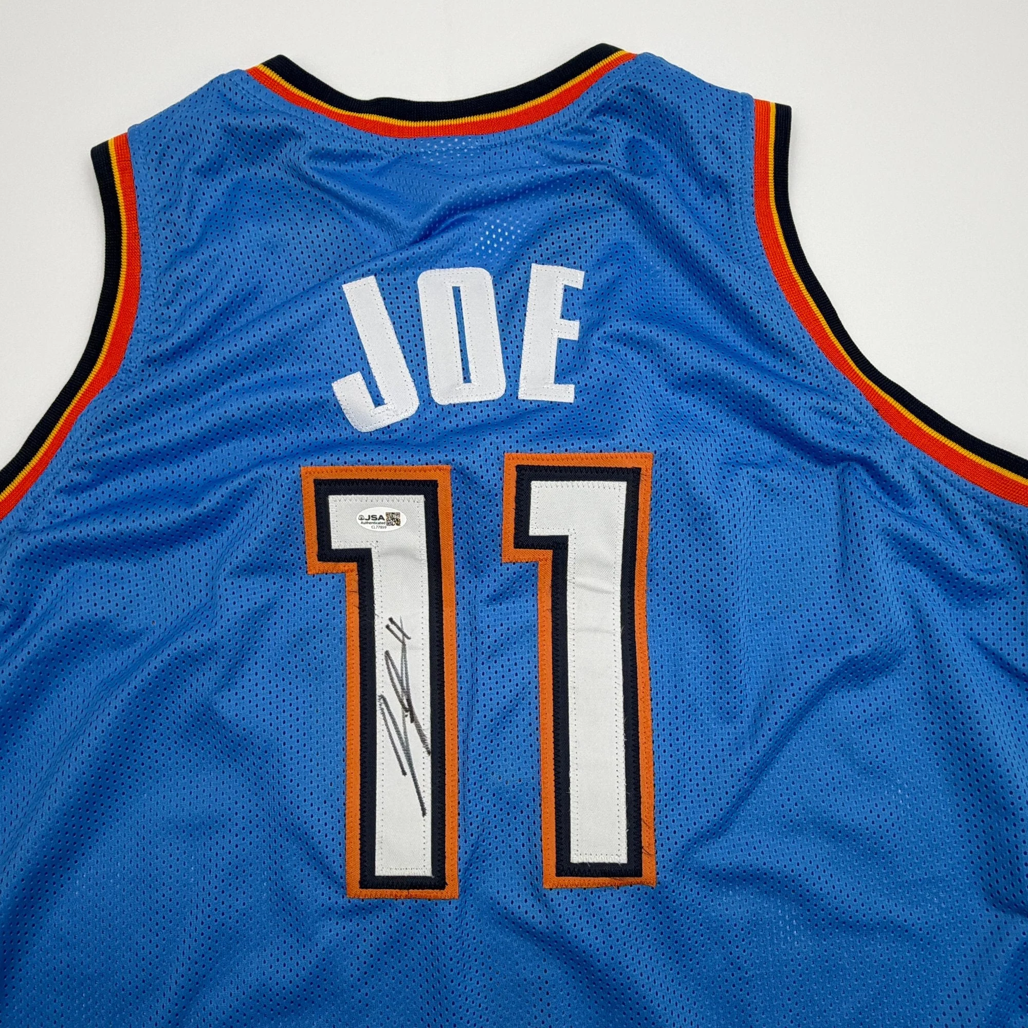 Autographed/Signed Isaiah Joe Oklahoma City OKC Blue Basketball Jersey JSA COA - Image 2