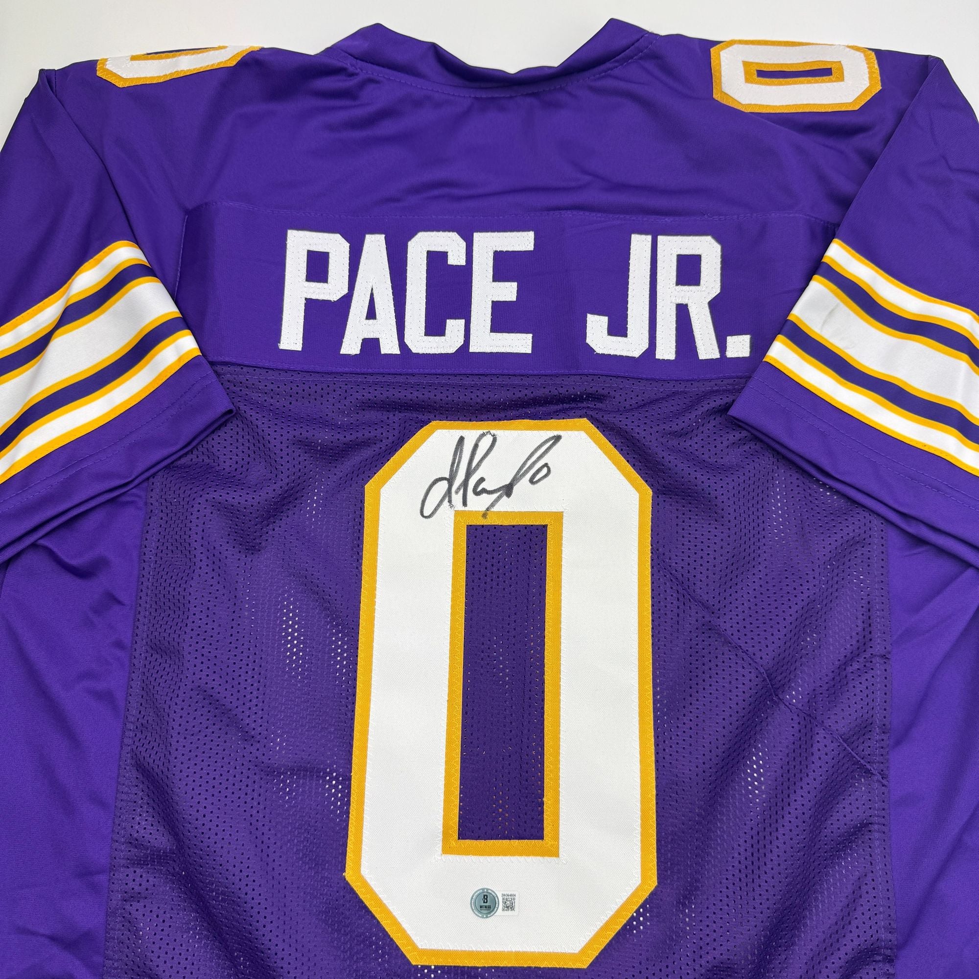 Autographed/Signed Ivan Pace Jr. Minnesota Purple Retro Football Jersey Beckett BAS COA - Image 2