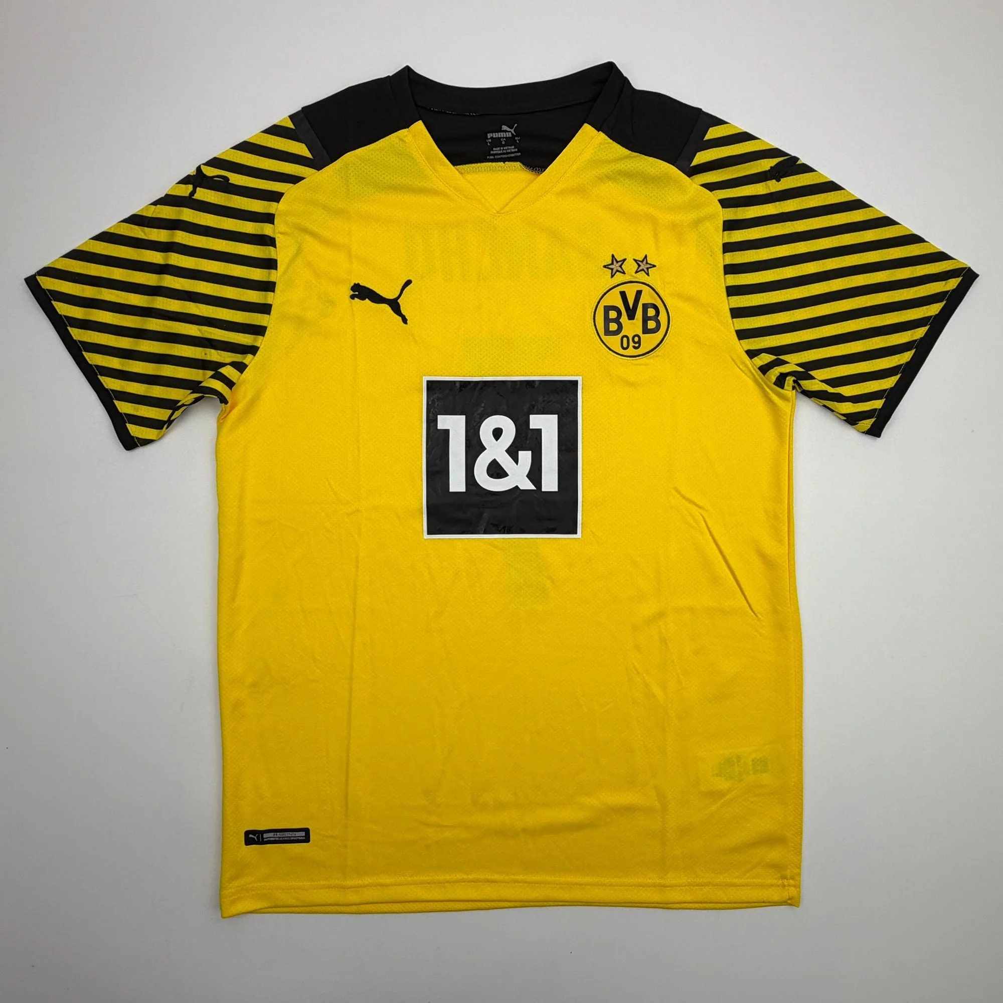 Autographed/Signed Jadon Sancho Borussia Dortmund Yellow Soccer Futbol Jersey Beckett BAS COA - Image 4