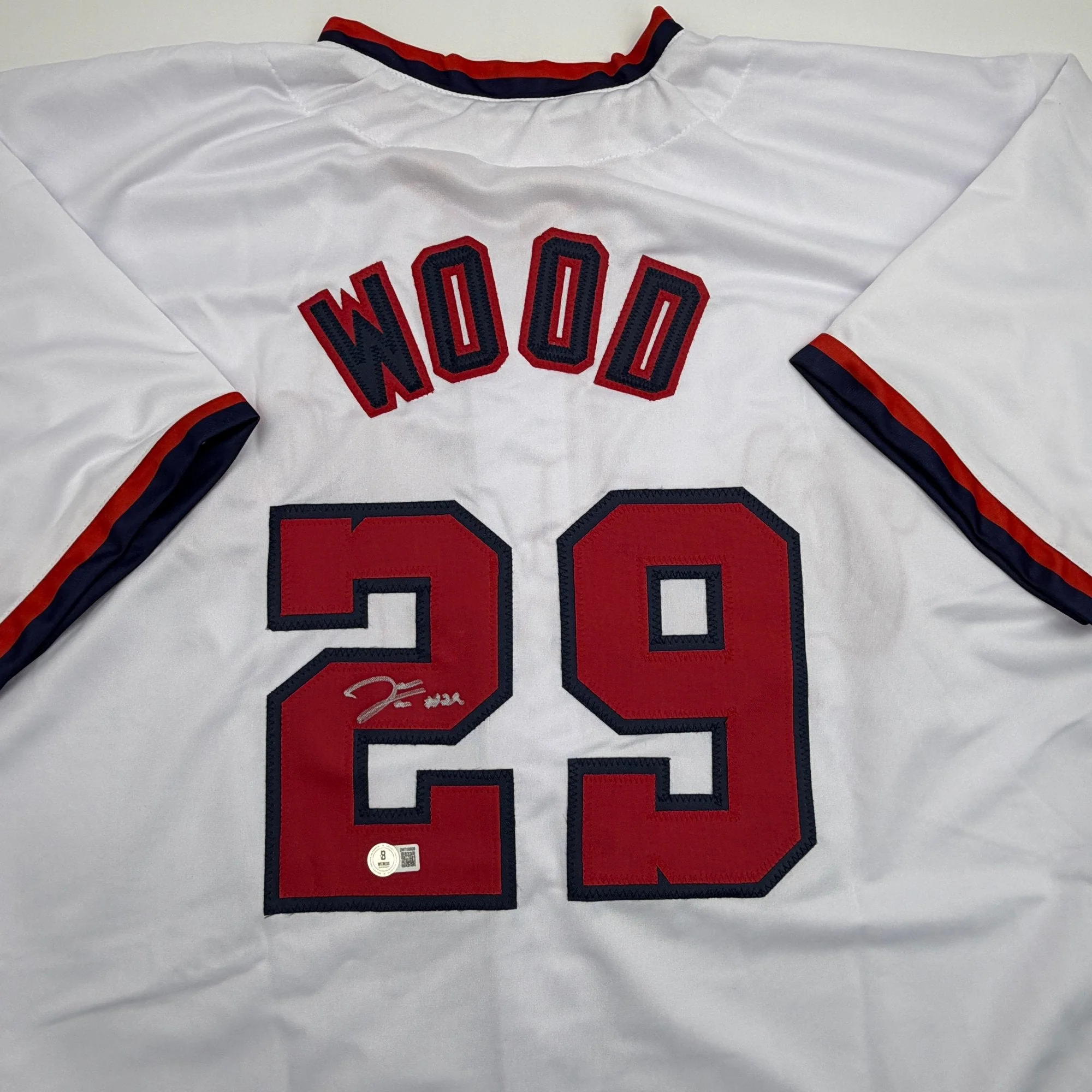 Autographed/Signed James Wood Washington White Baseball Jersey Beckett BAS COA - Image 2