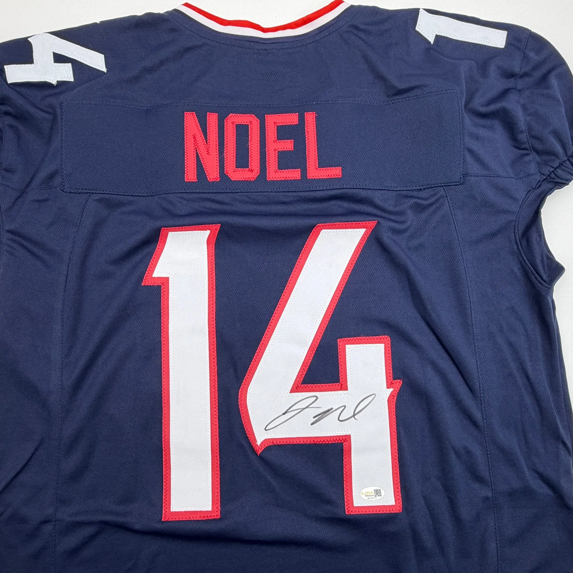 Autographed/Signed Jaylin Noel Houston Navy Blue Pro Cut Football Jersey JSA COA - Image 2