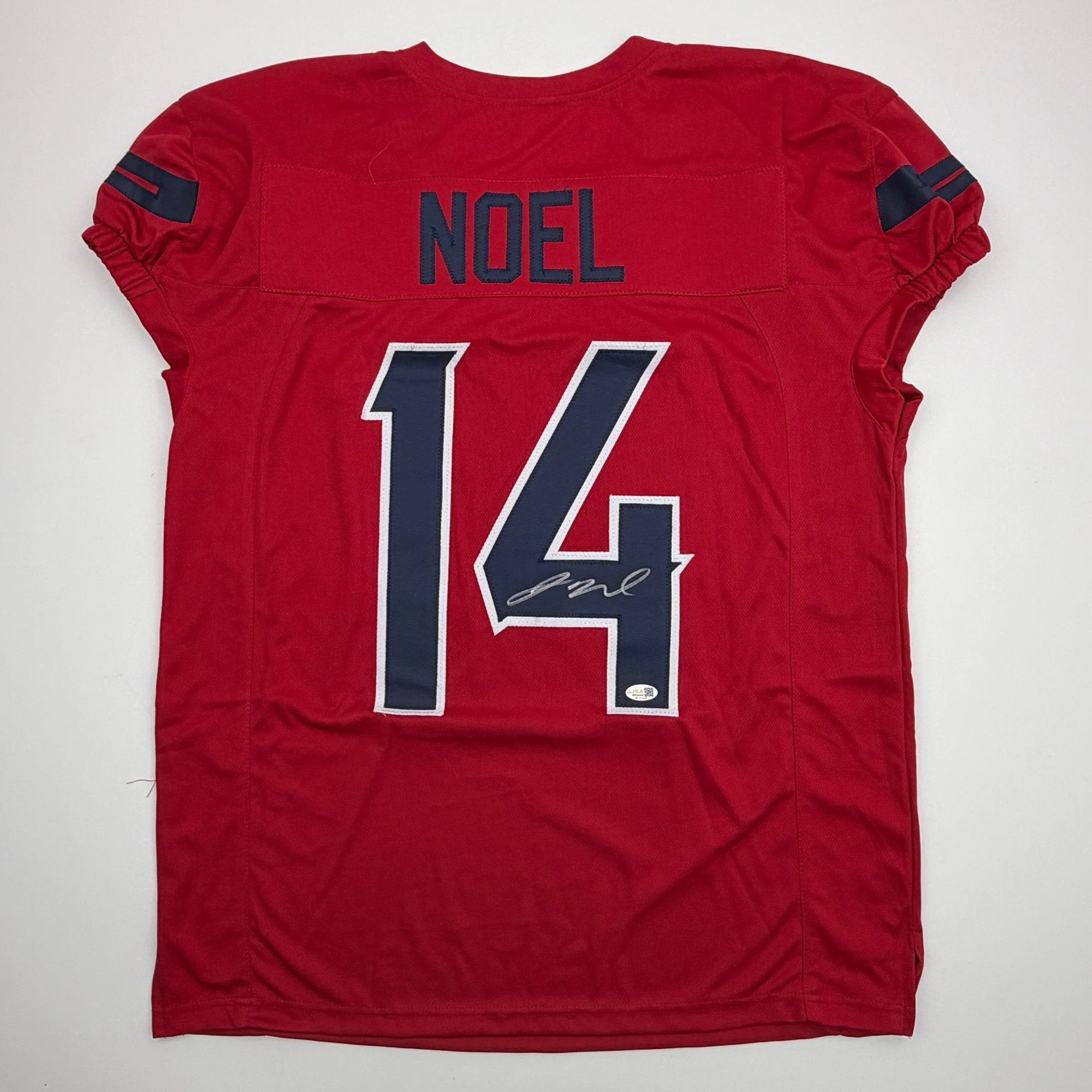 Autographed/Signed Jaylin Noel Houston Red Pro Cut Football Jersey JSA COA