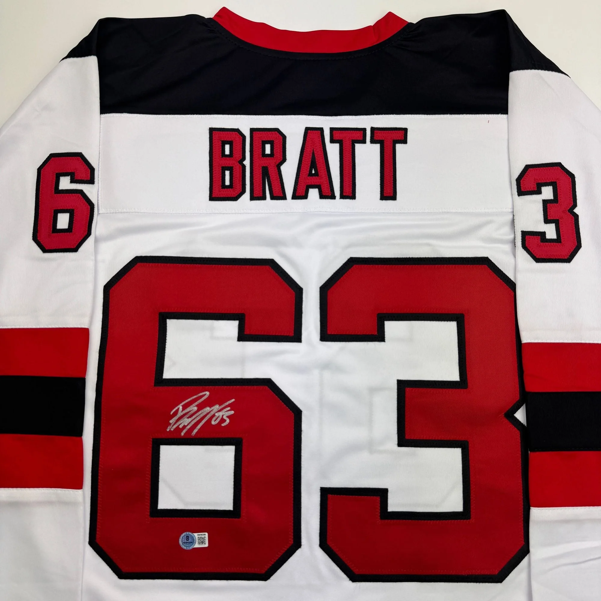 Autographed/Signed Jesper Bratt New Jersey NJ White Hockey Jersey Beckett BAS COA - Image 2