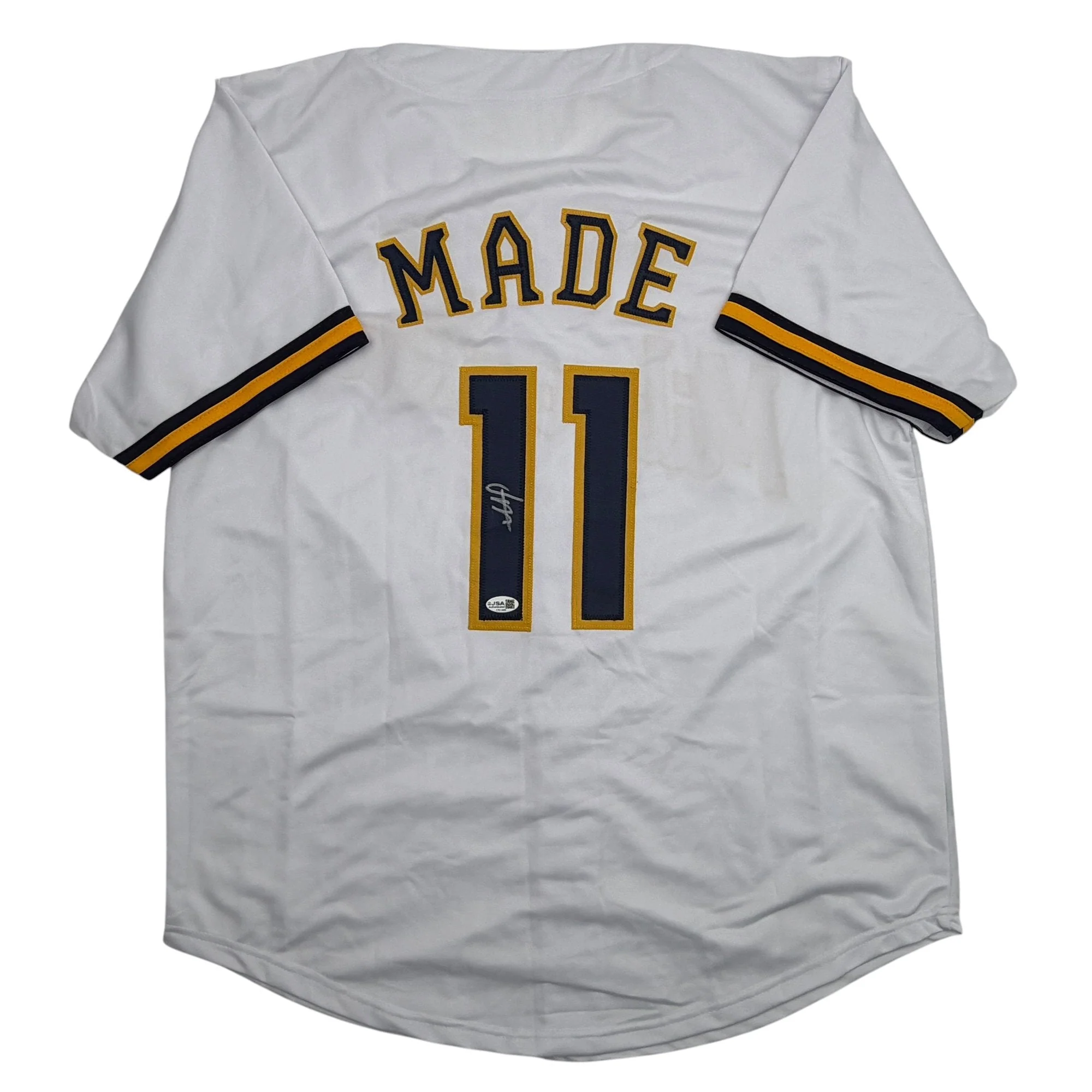 Autographed/Signed Jesus Made Milwaukee White Baseball Jersey JSA COA