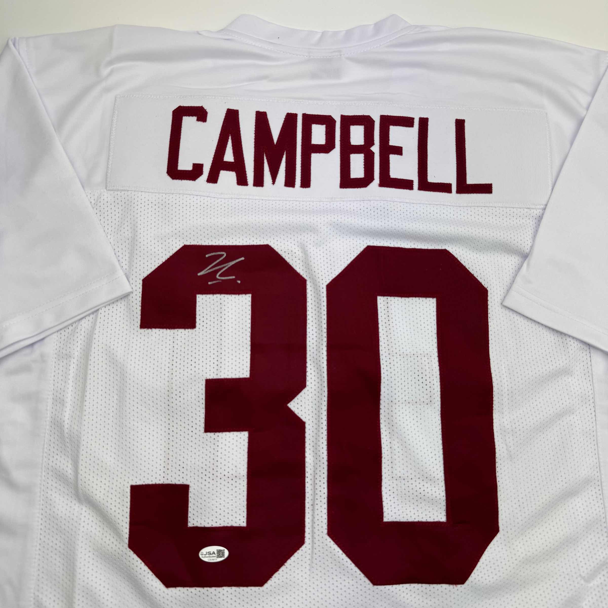 Autographed/Signed Jihaad Campbell Alabama White College Football Jersey JSA COA - Image 2
