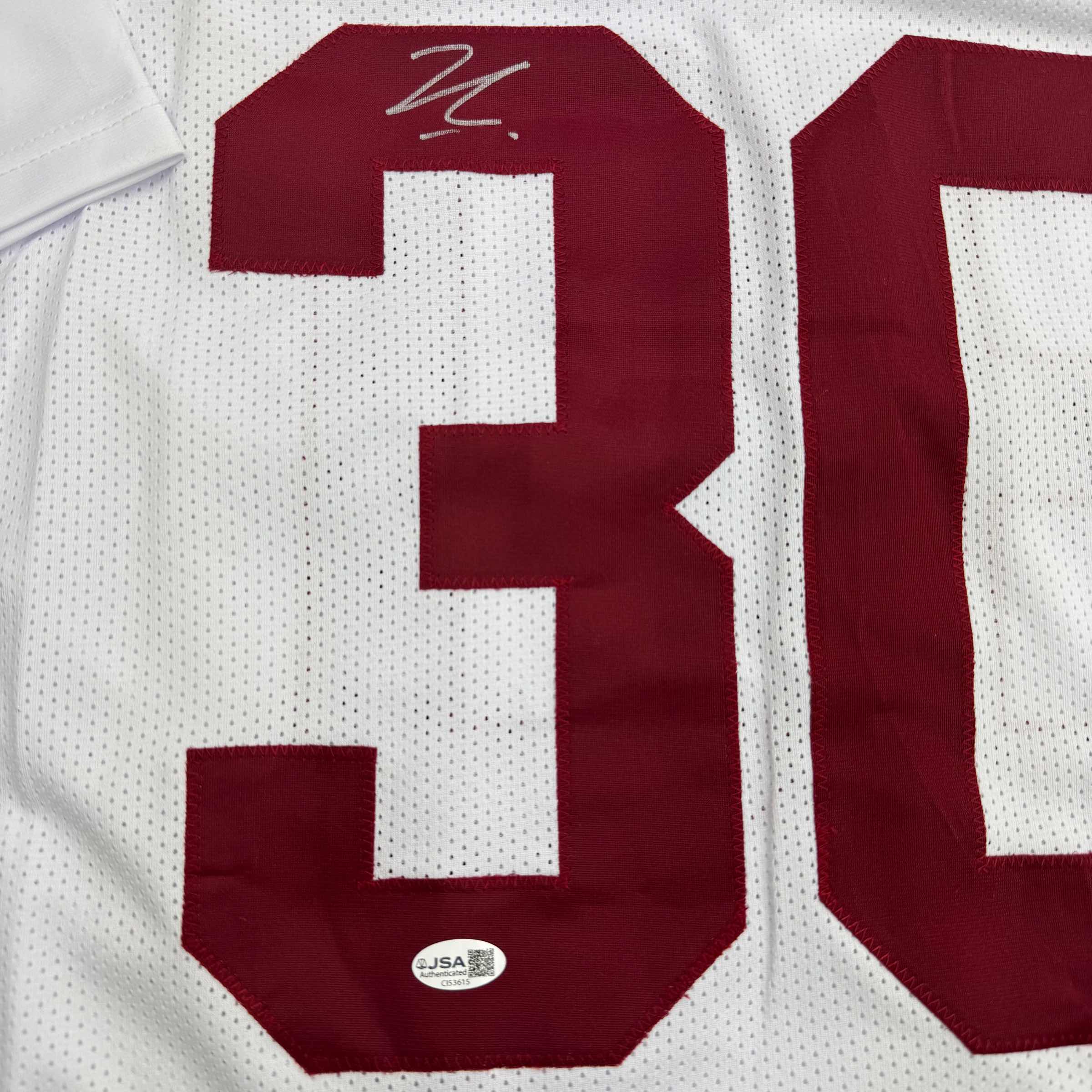 Autographed/Signed Jihaad Campbell Alabama White College Football Jersey JSA COA - Image 3