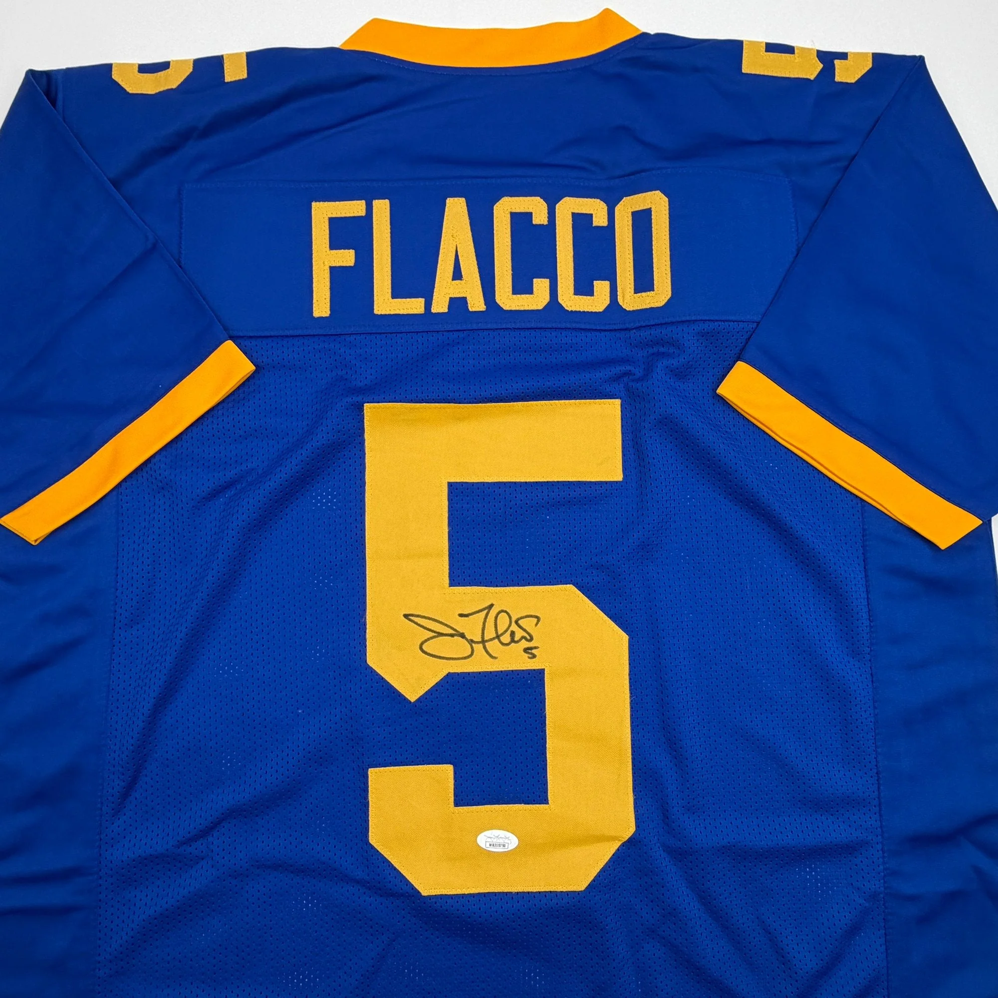 Autographed/Signed Joe Flacco Delaware Blue College Football Jersey JSA COA - Image 2