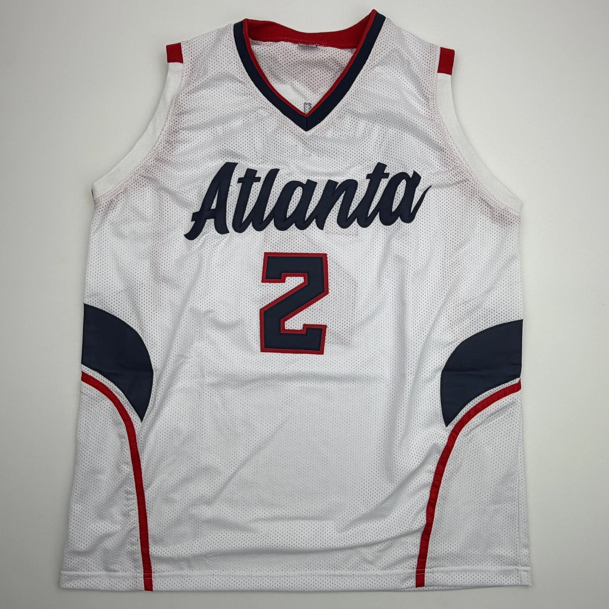 Autographed/Signed Joe Johnson Atlanta White Basketball Jersey Beckett BAS COA - Image 4